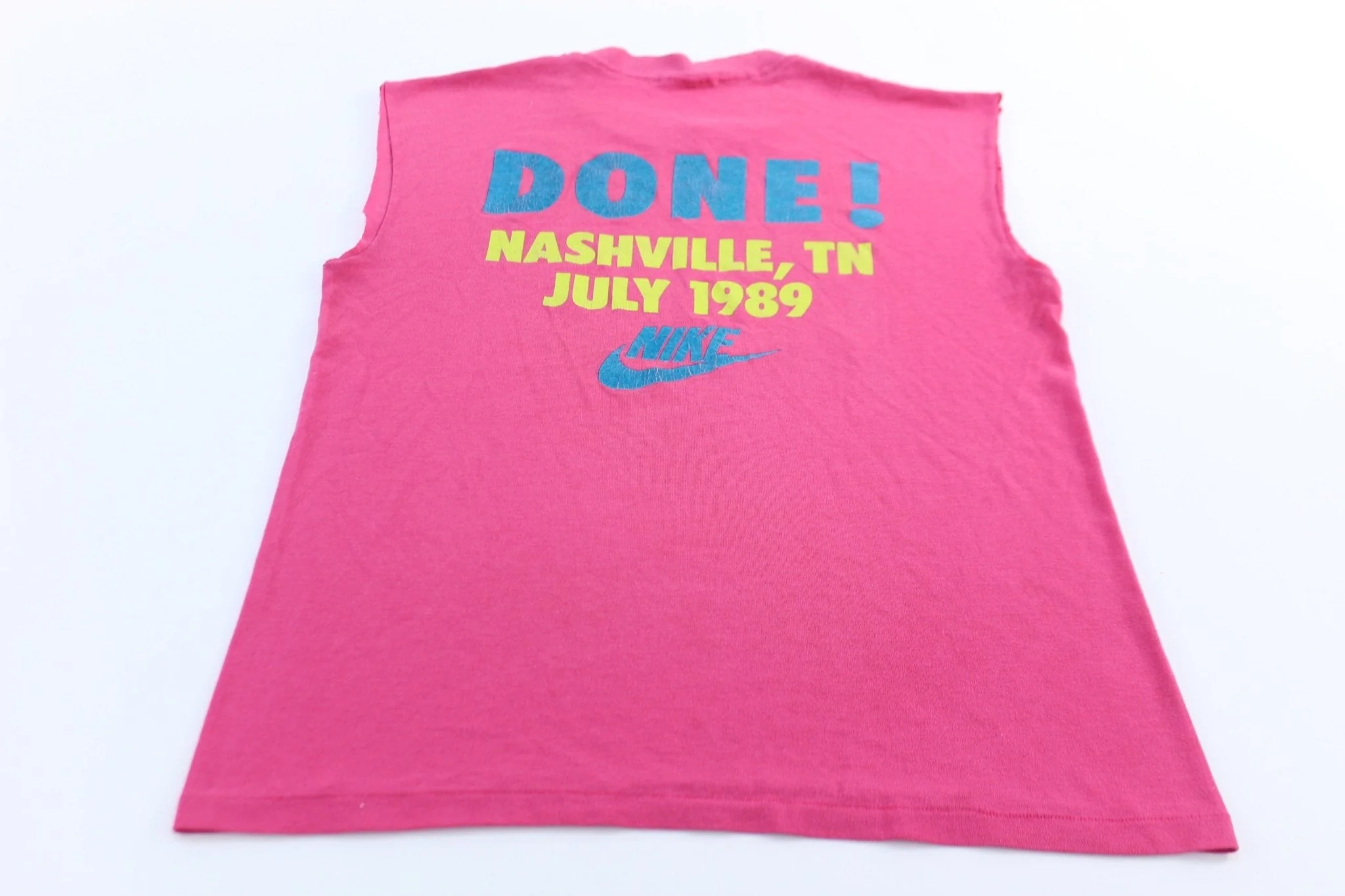 1989 Nike Just Do It Nashville, Tennessee Pink Tank Top - Image 2