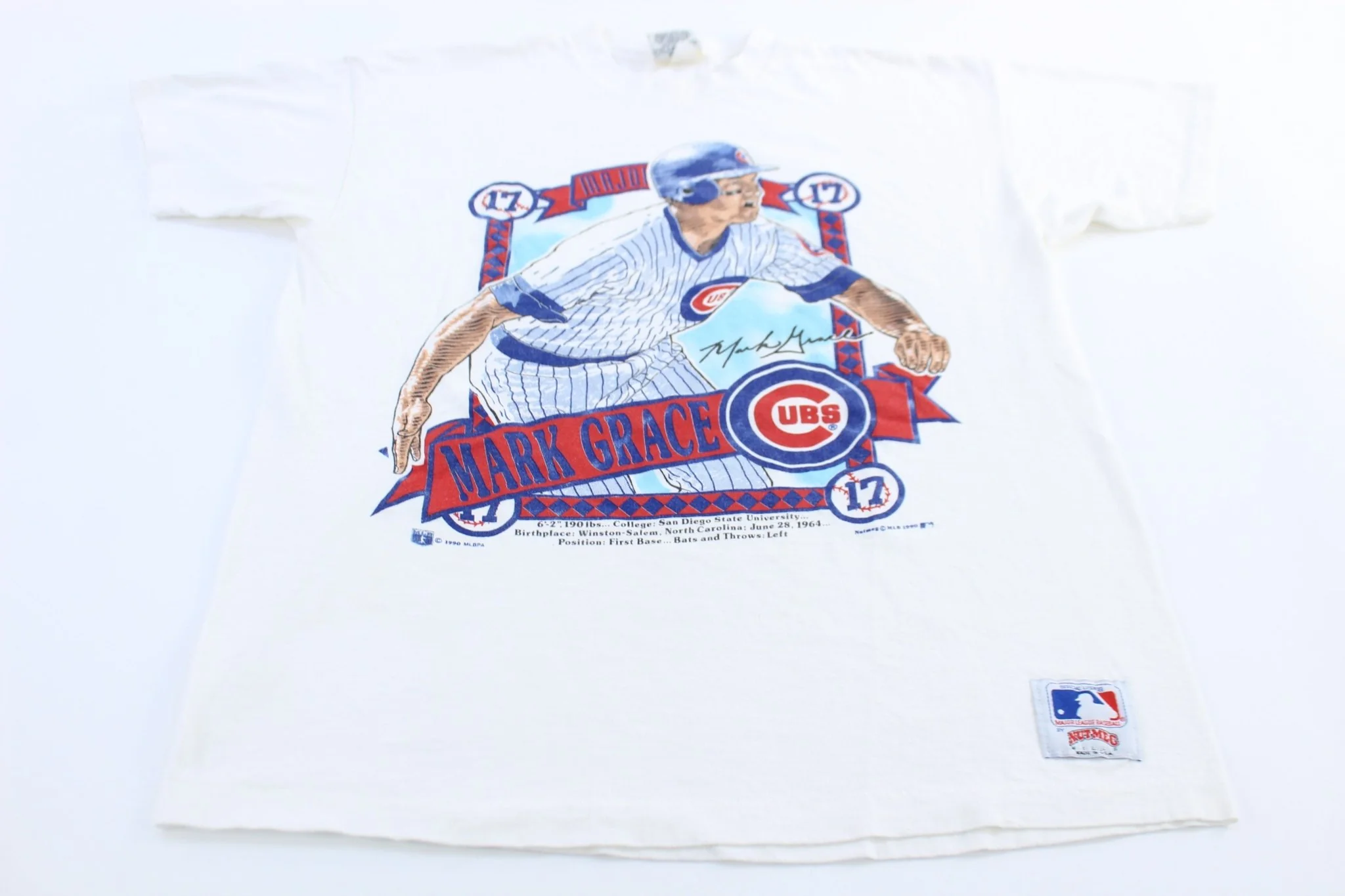 1990 Chicago Cubs Mark Grace Nutmeg Graphic T-Shirt