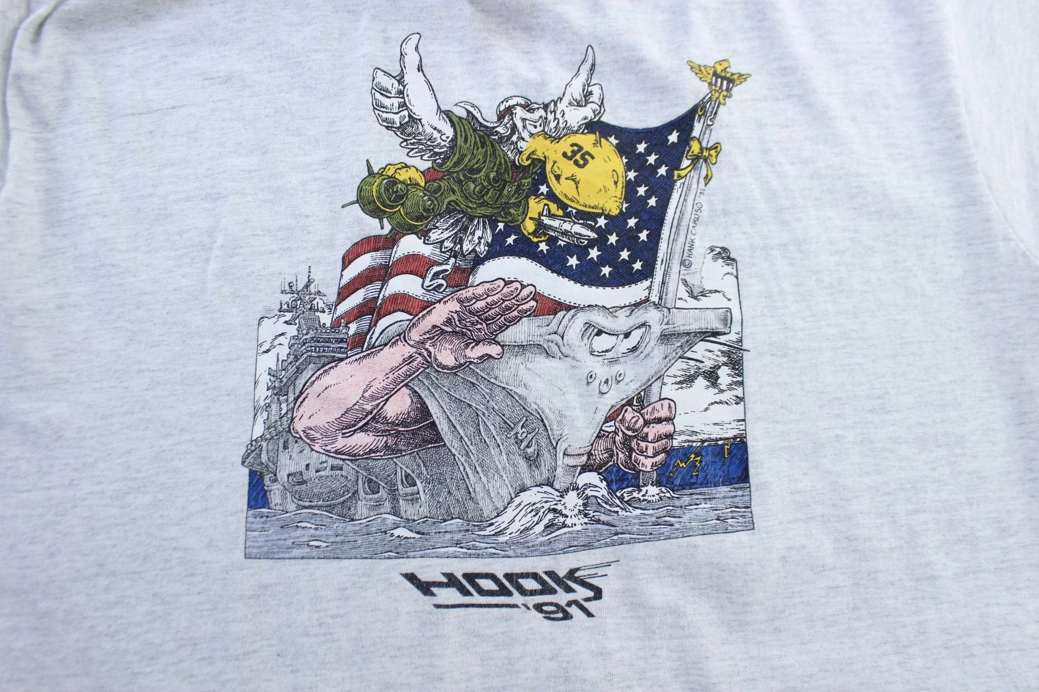 1991 Hank Caruso Hooks Art Graphic T-Shirt - Image 3