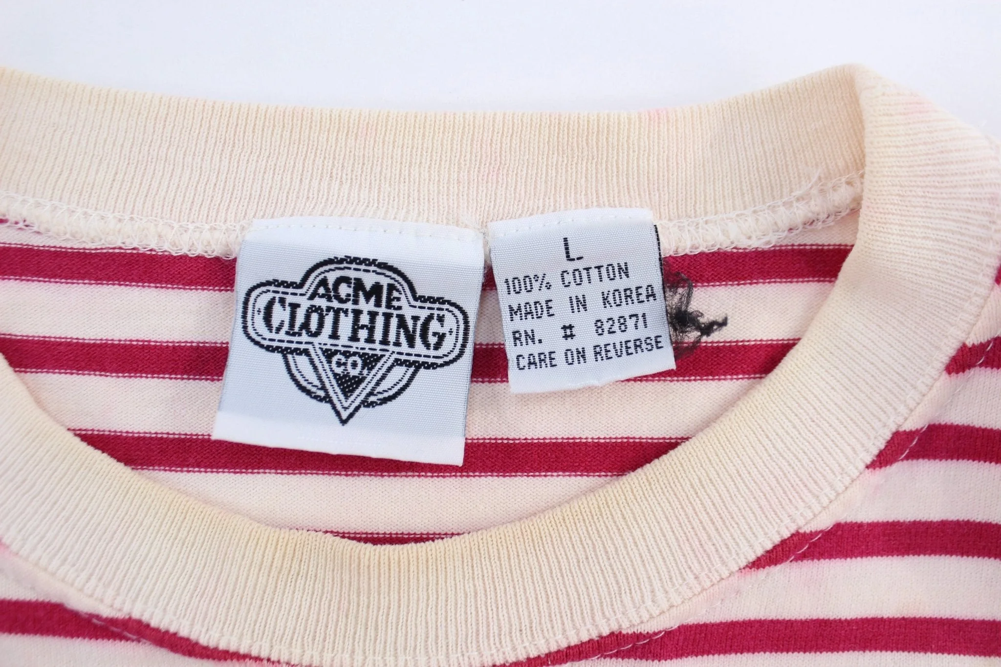 1992 Acme Clotihng Bugs Bunny Pink Striped T-Shirt - Image 3
