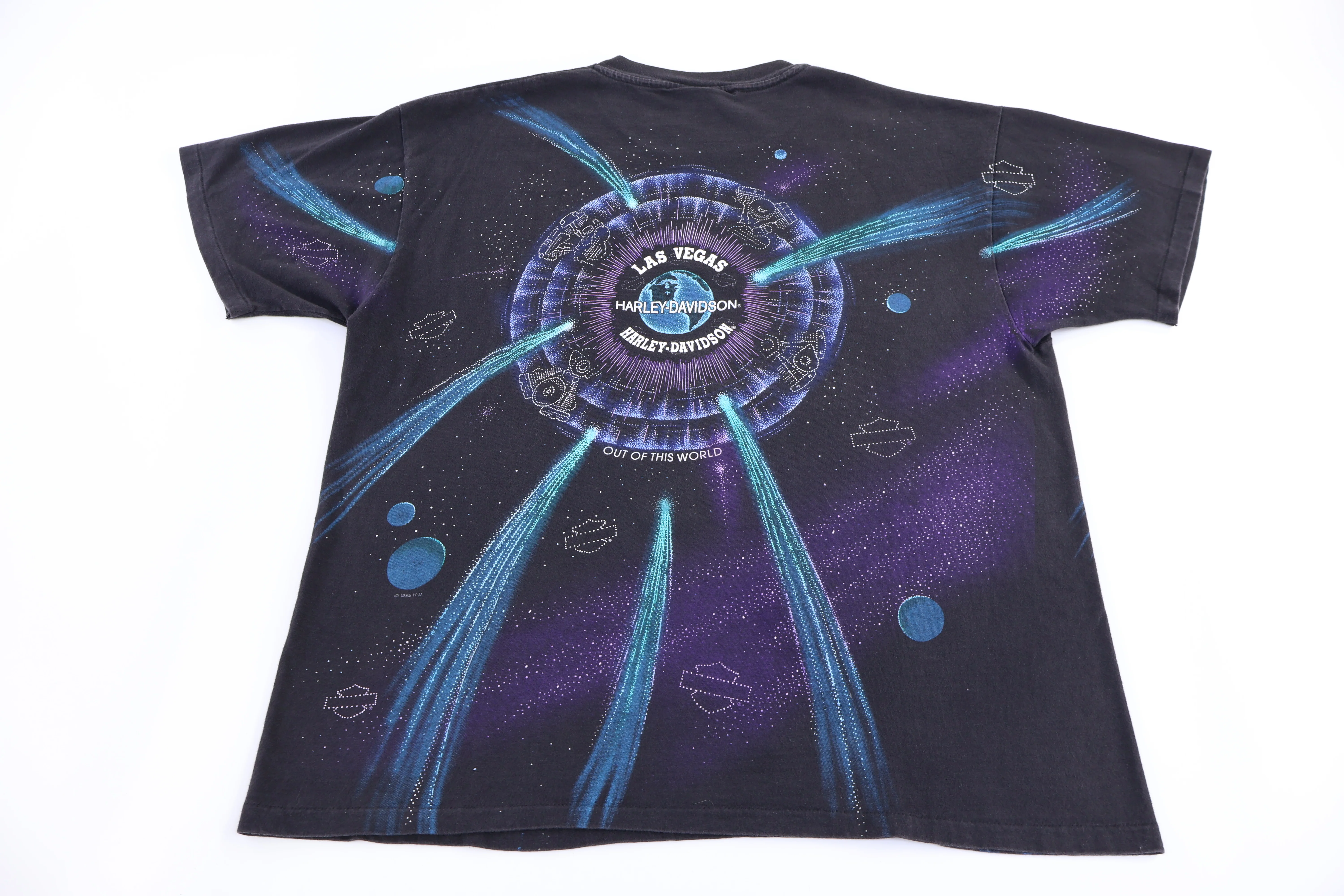 1995 Harley Davidson Motorcycles Galaxy Graphic T-shirt - Image 2