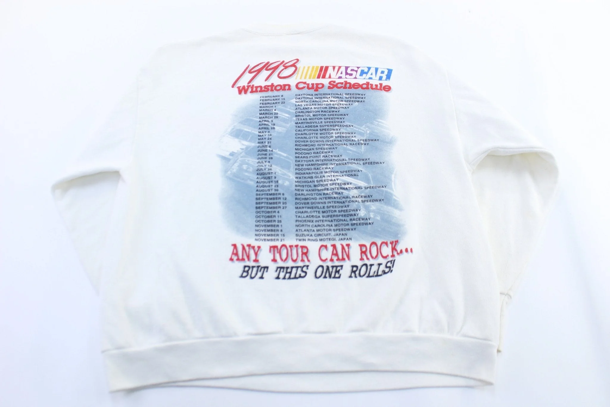 1998 Nascar Winston Cup Scheudle Graphic Sweatshirt - Image 2