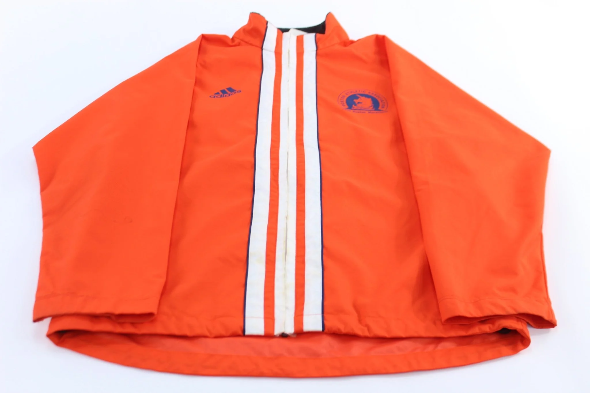 1999 Boston Marathon Athletic Association Orange Striped Zip Up Jacket