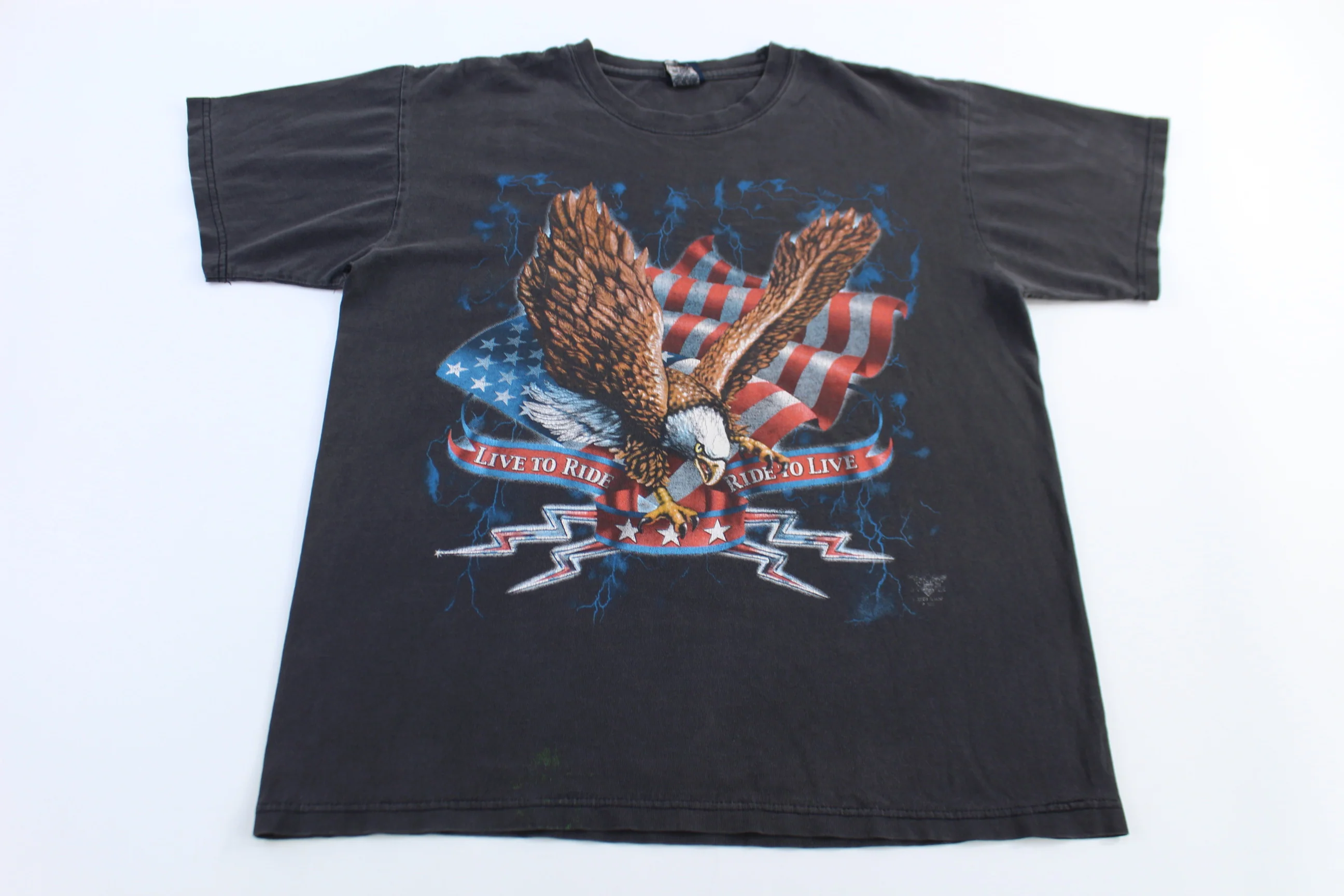 2001 Live To Ride Ride To Live Biker Graphic T-shirt