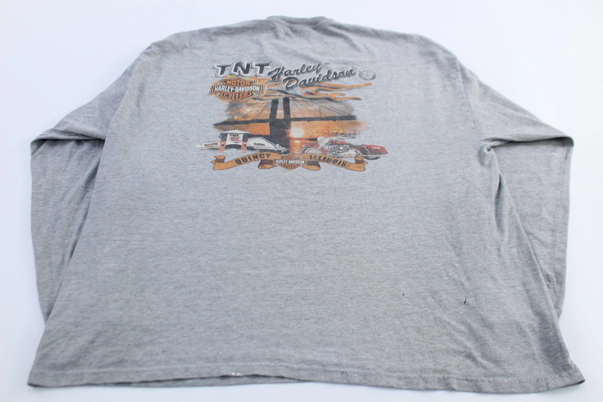 2004 Harley Davidson Motorcycles Quincy, Illinois Grey LS T-Shirt - Image 2