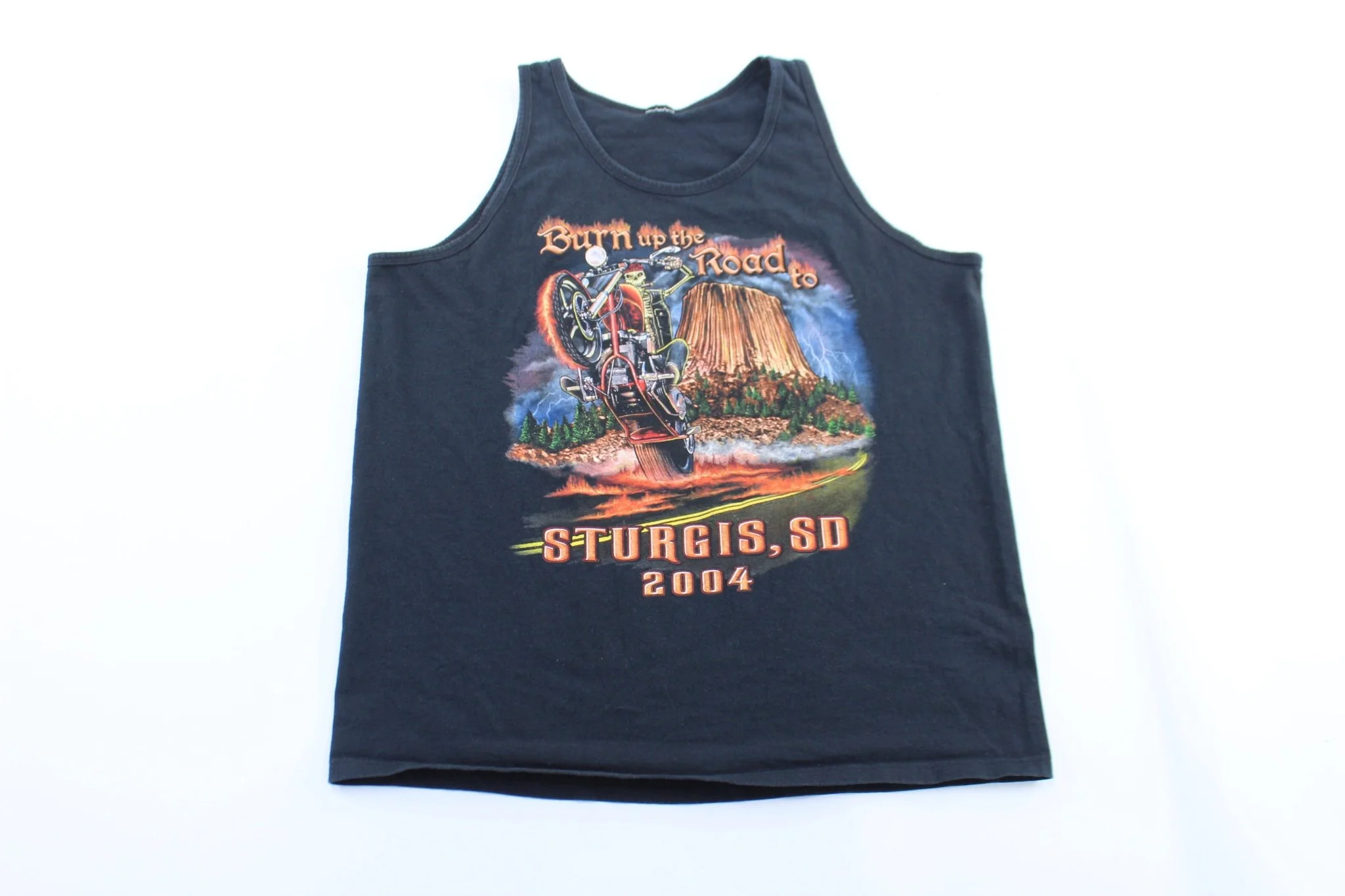 2004 Sturgis South Dakota Burn Up The Road Biker Tank Top