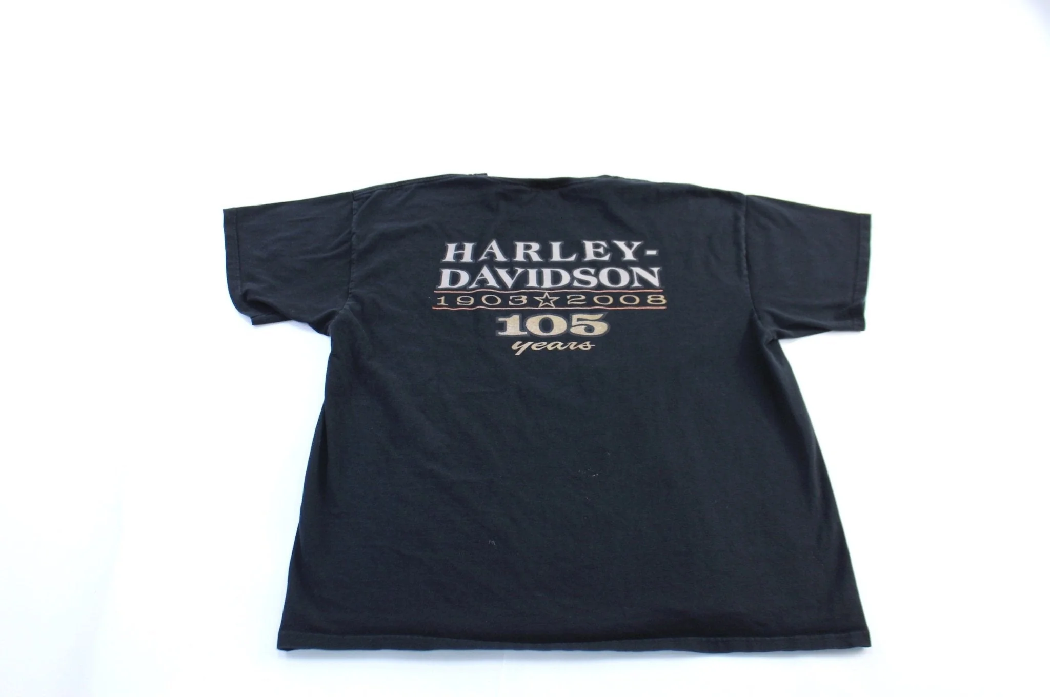 2008 Harley Davidson Motorcycles 105th Year Anniversary T-Shirt - Image 2