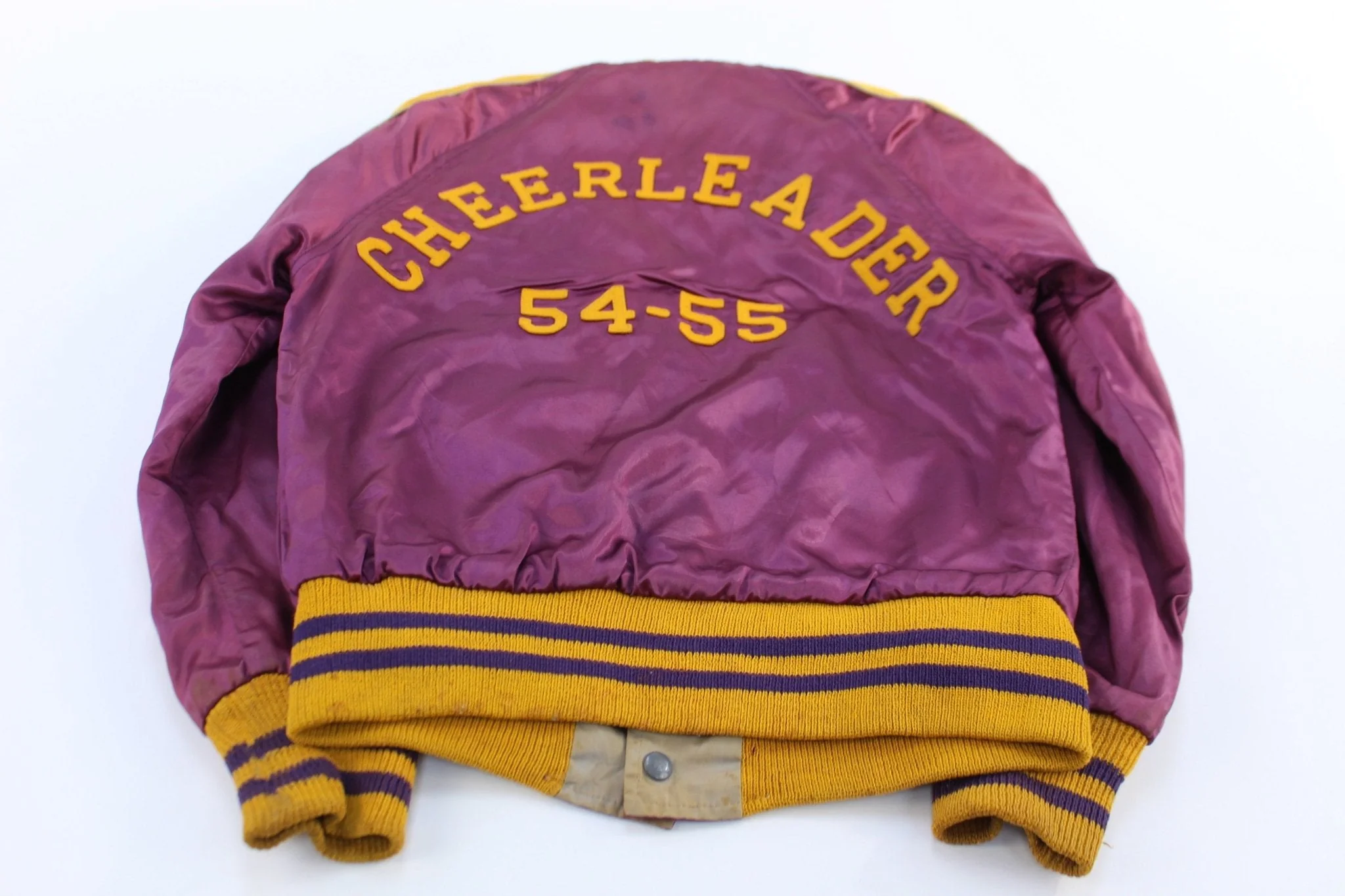 50's Cheerleader Purple & Gold Varsity Letterman Jacket - Image 2