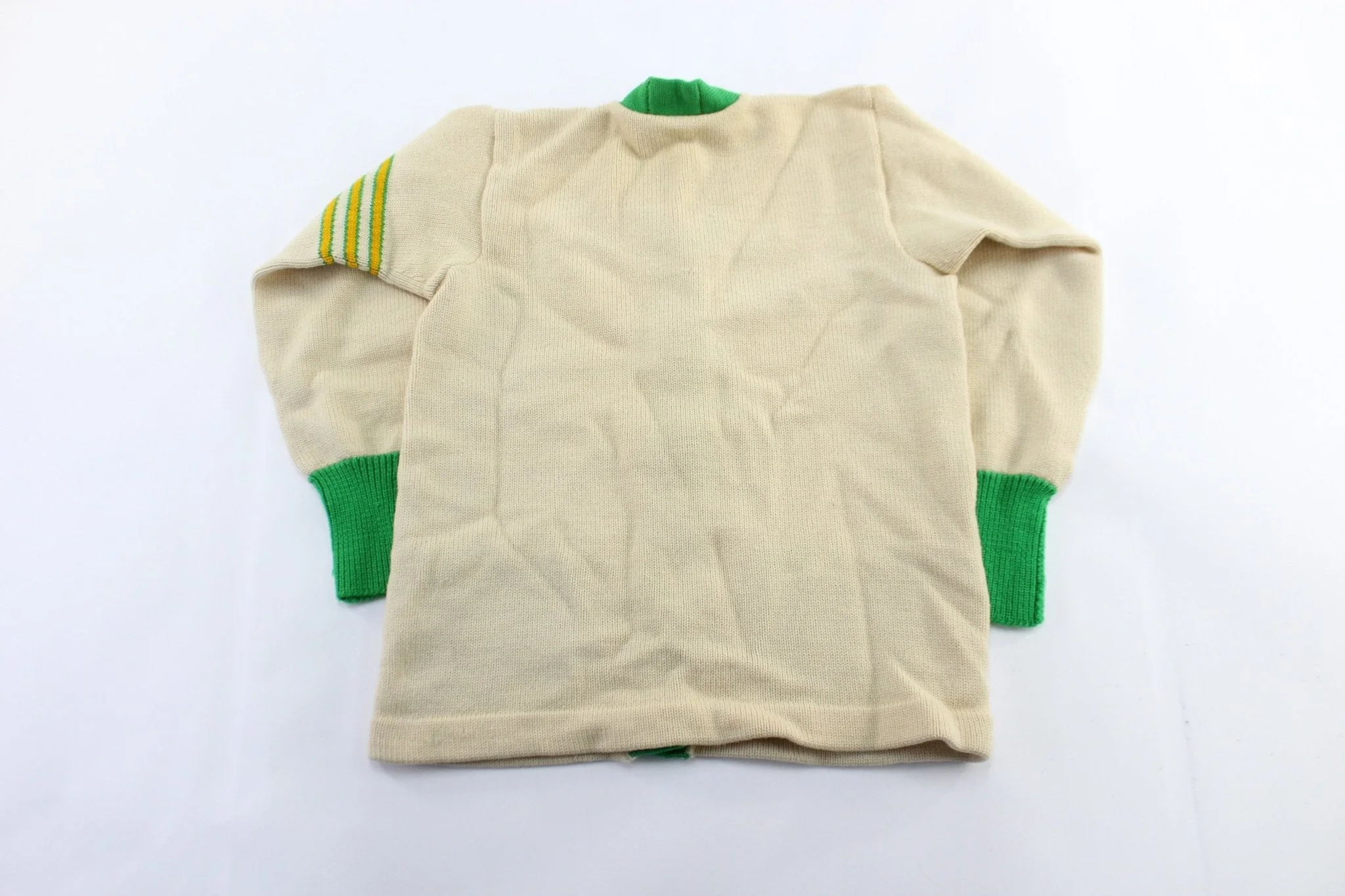 50's Logan Knitting Mills Cream & Green Cardigan - Image 2