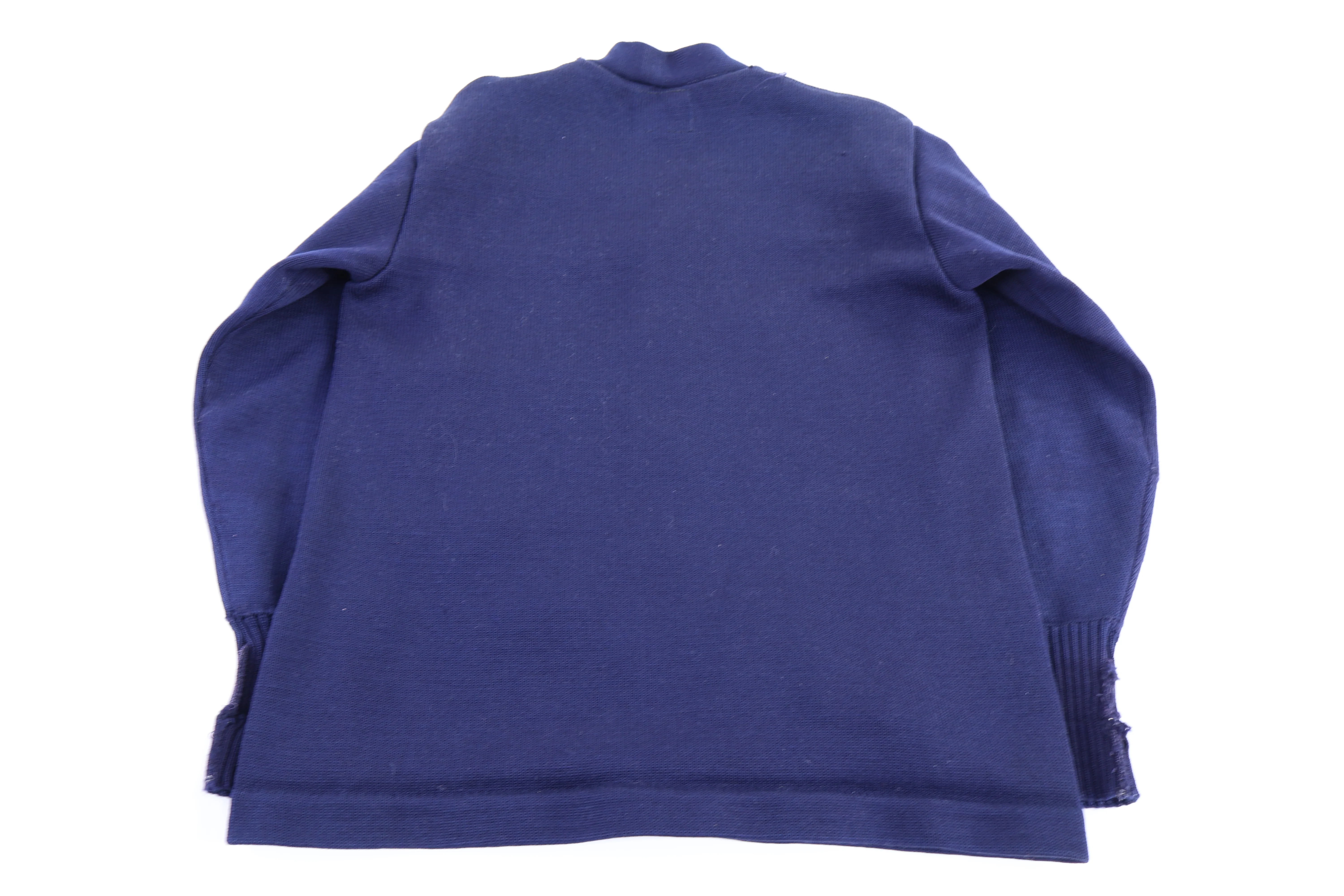 50's Navy Blue & Orange Cardigan Sweater - Image 2