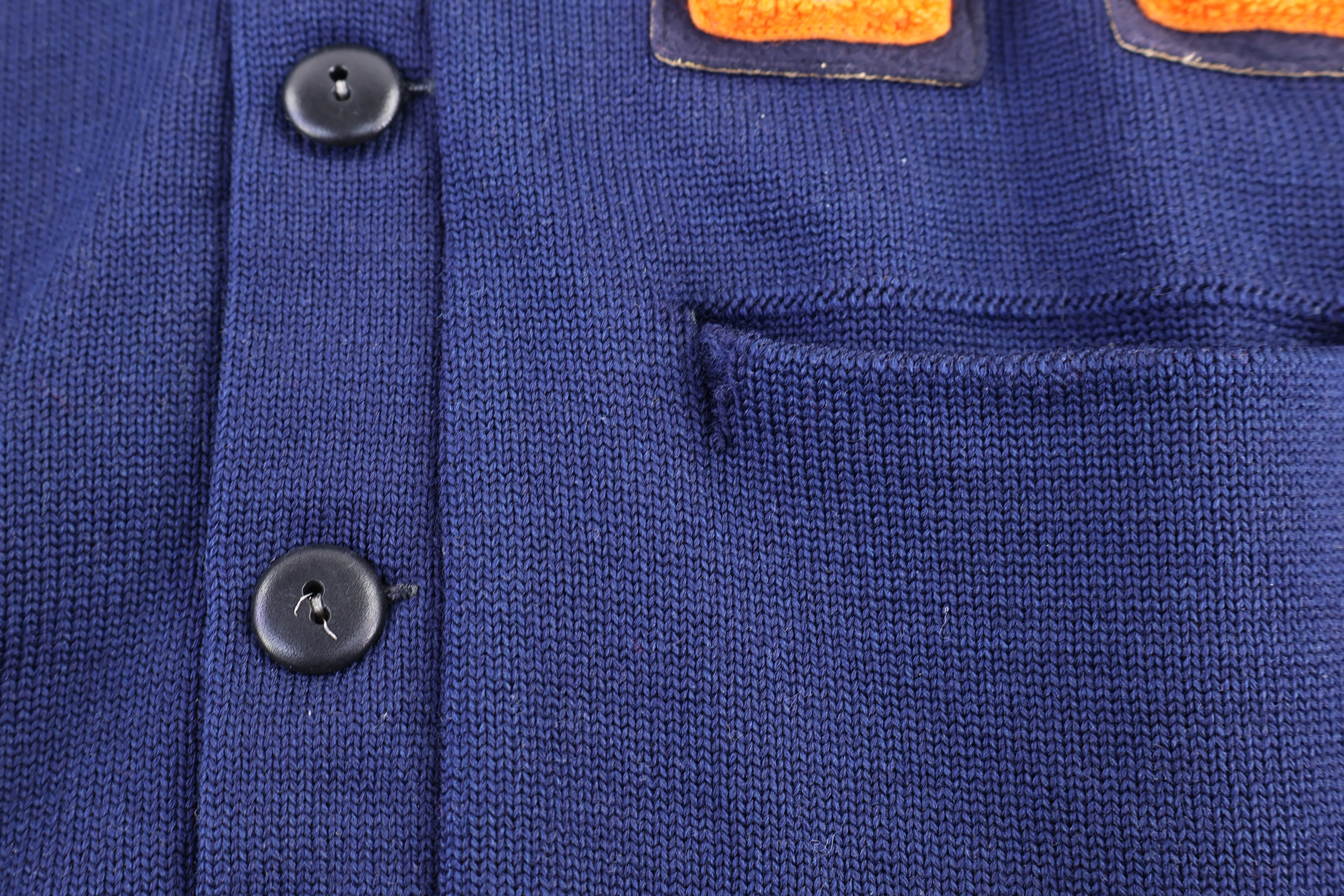 50's Navy Blue & Orange Cardigan Sweater - Image 3