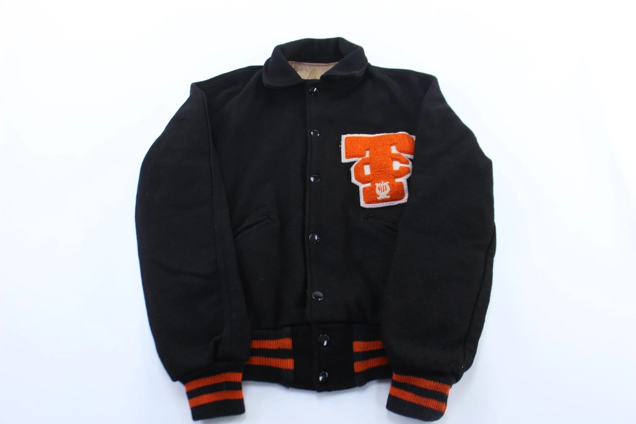 60's Black & Orange Varsity Letterman Jacket