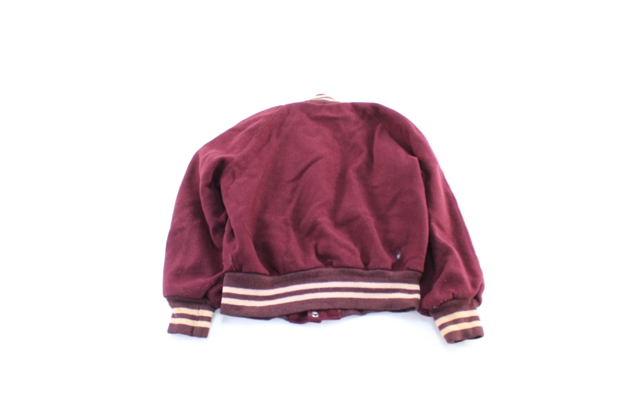 60's Maroon & White Varsity Letterman Jacket - Image 2