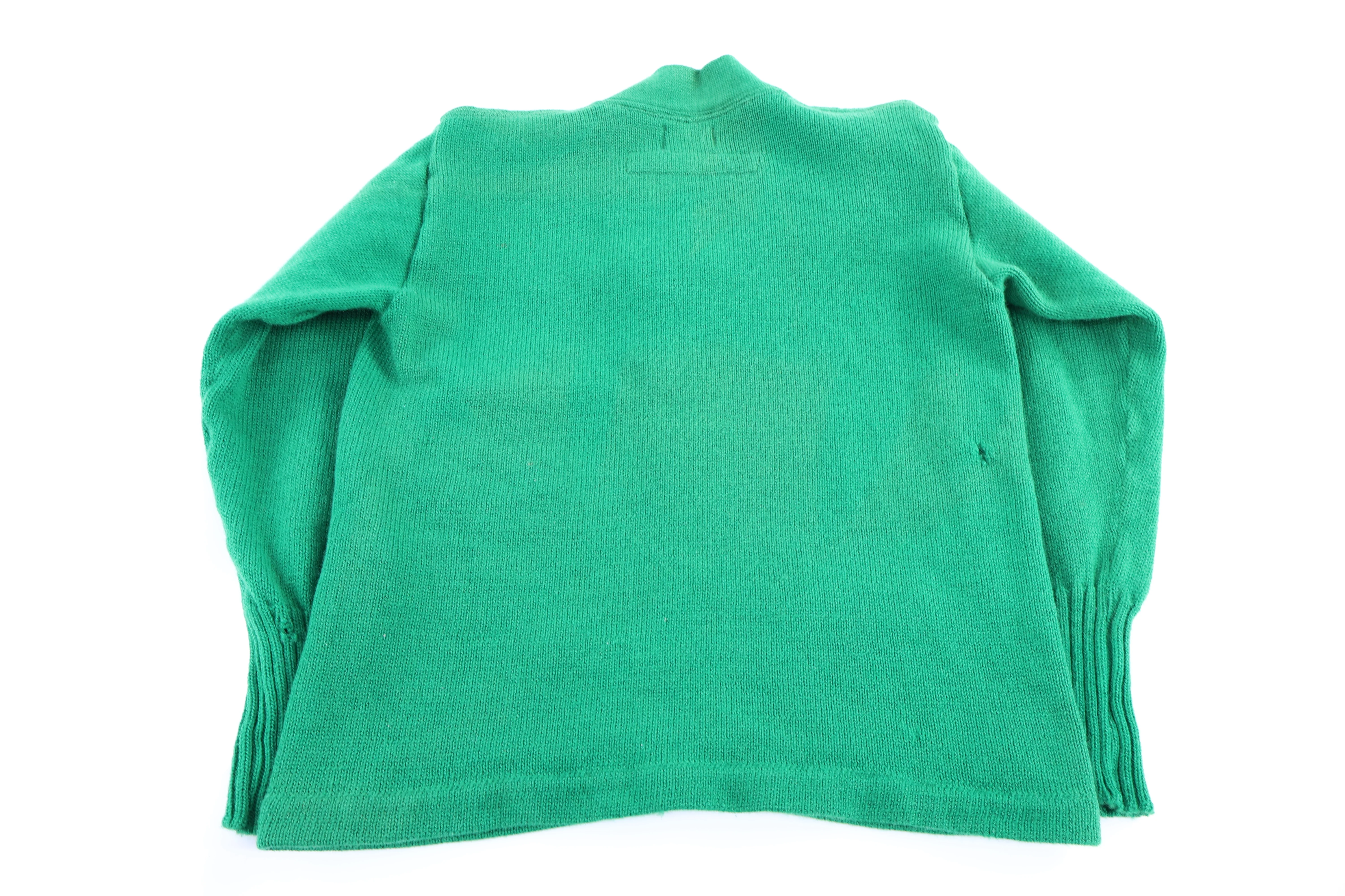 60's Venus Green Varsity Cardigan Sweater - Image 2