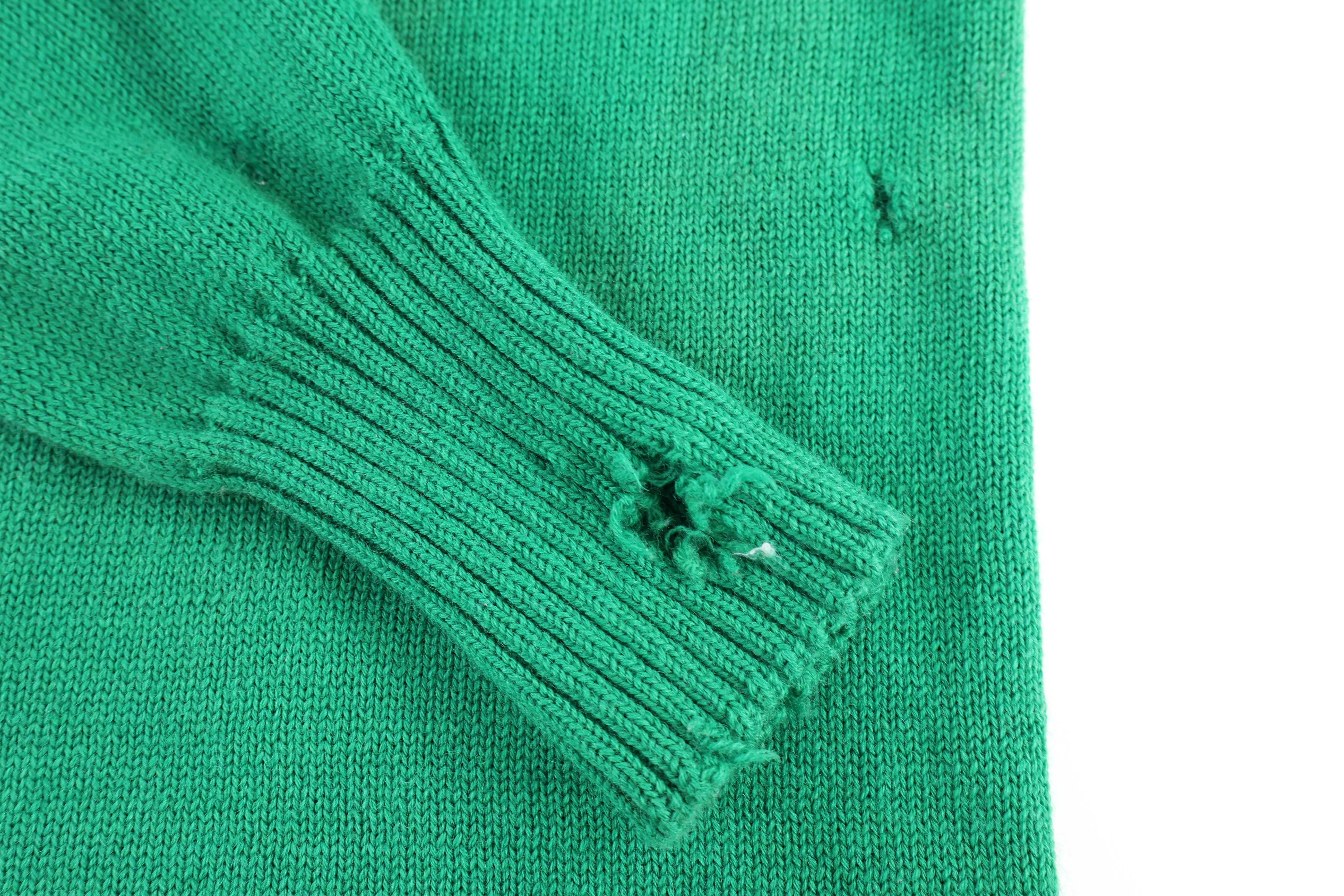 60's Venus Green Varsity Cardigan Sweater - Image 3