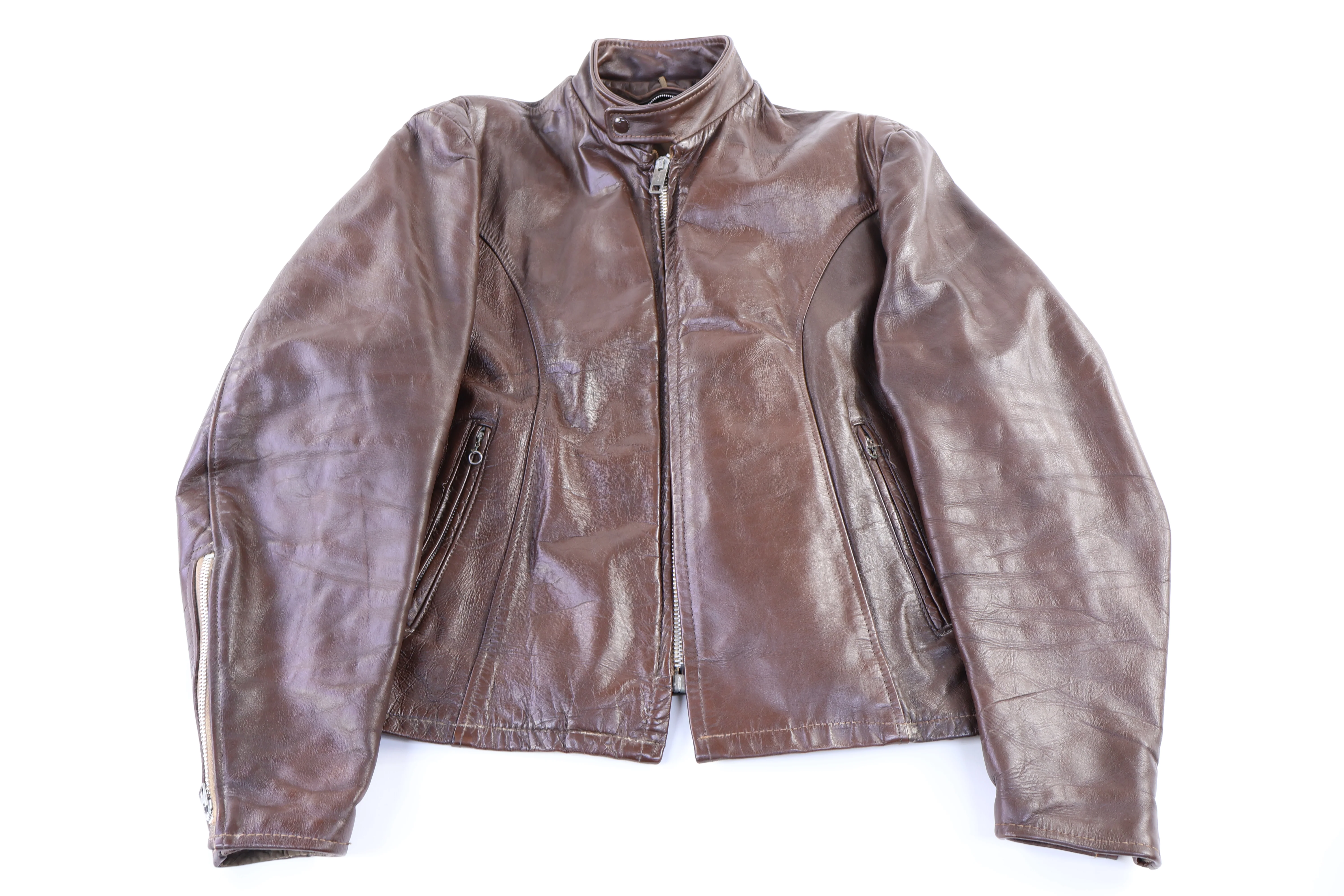 70's Brown Leather Biker Jacket