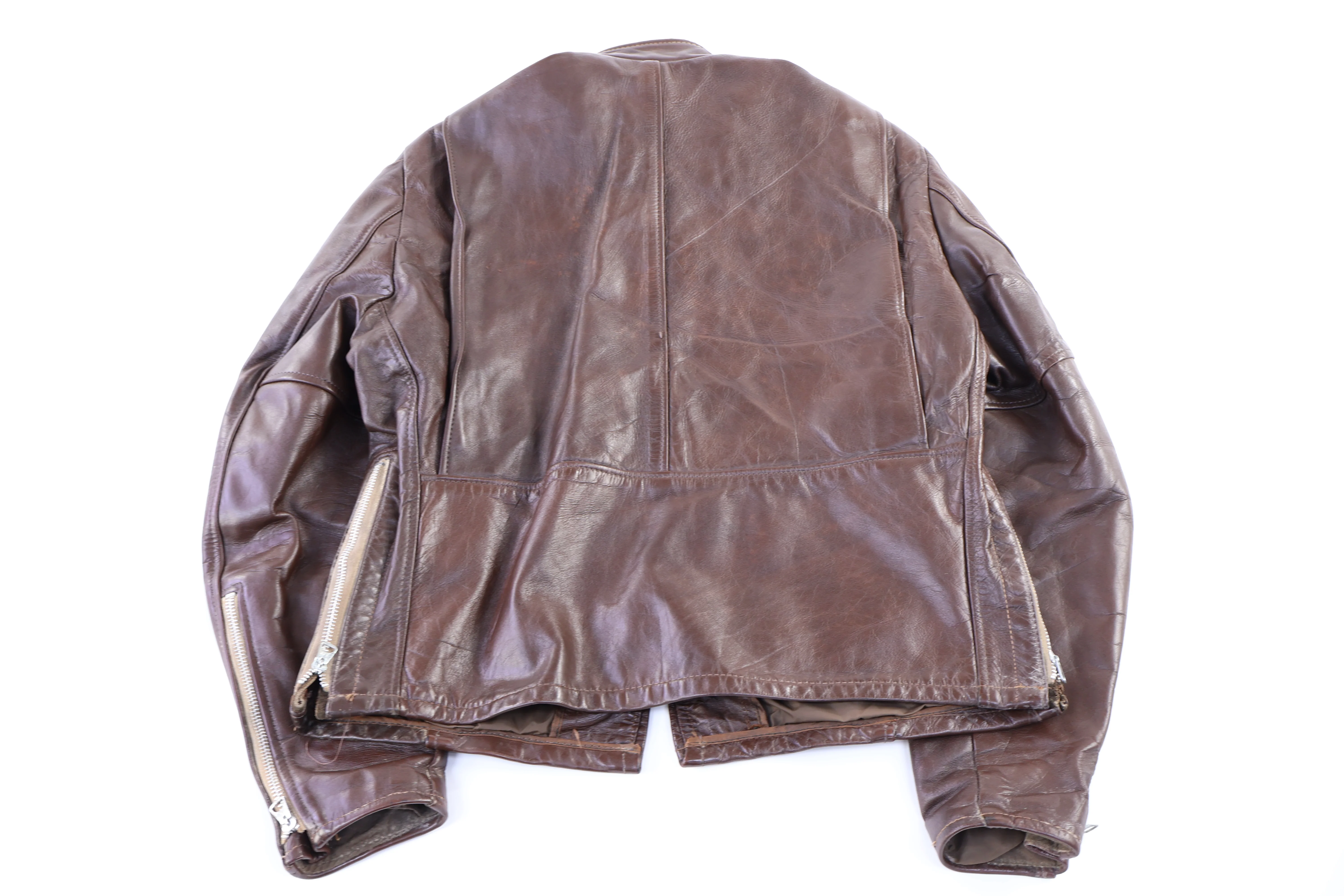 70's Brown Leather Biker Jacket - Image 2
