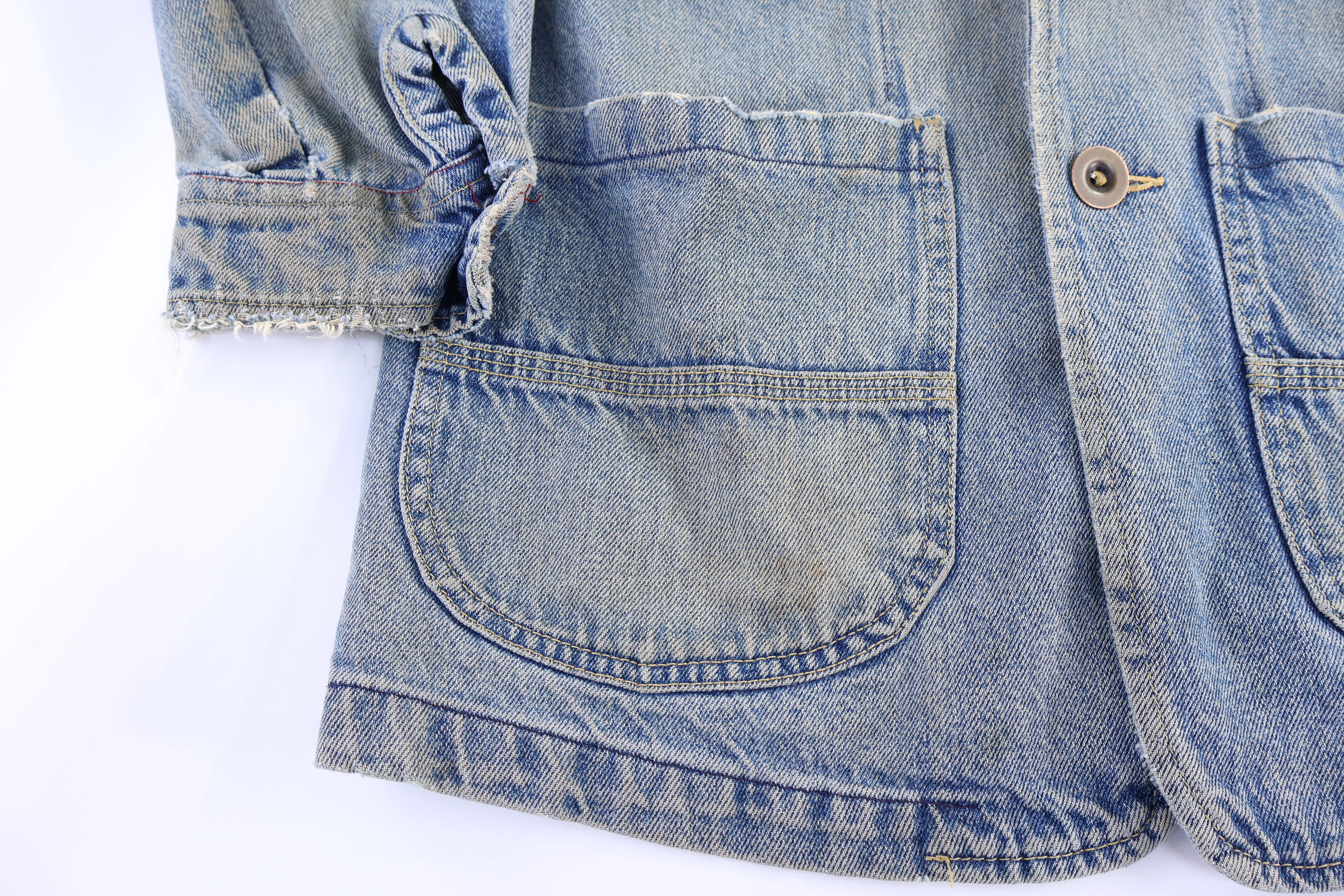 70's Medium Wash Denim Chore Jacket - Image 3