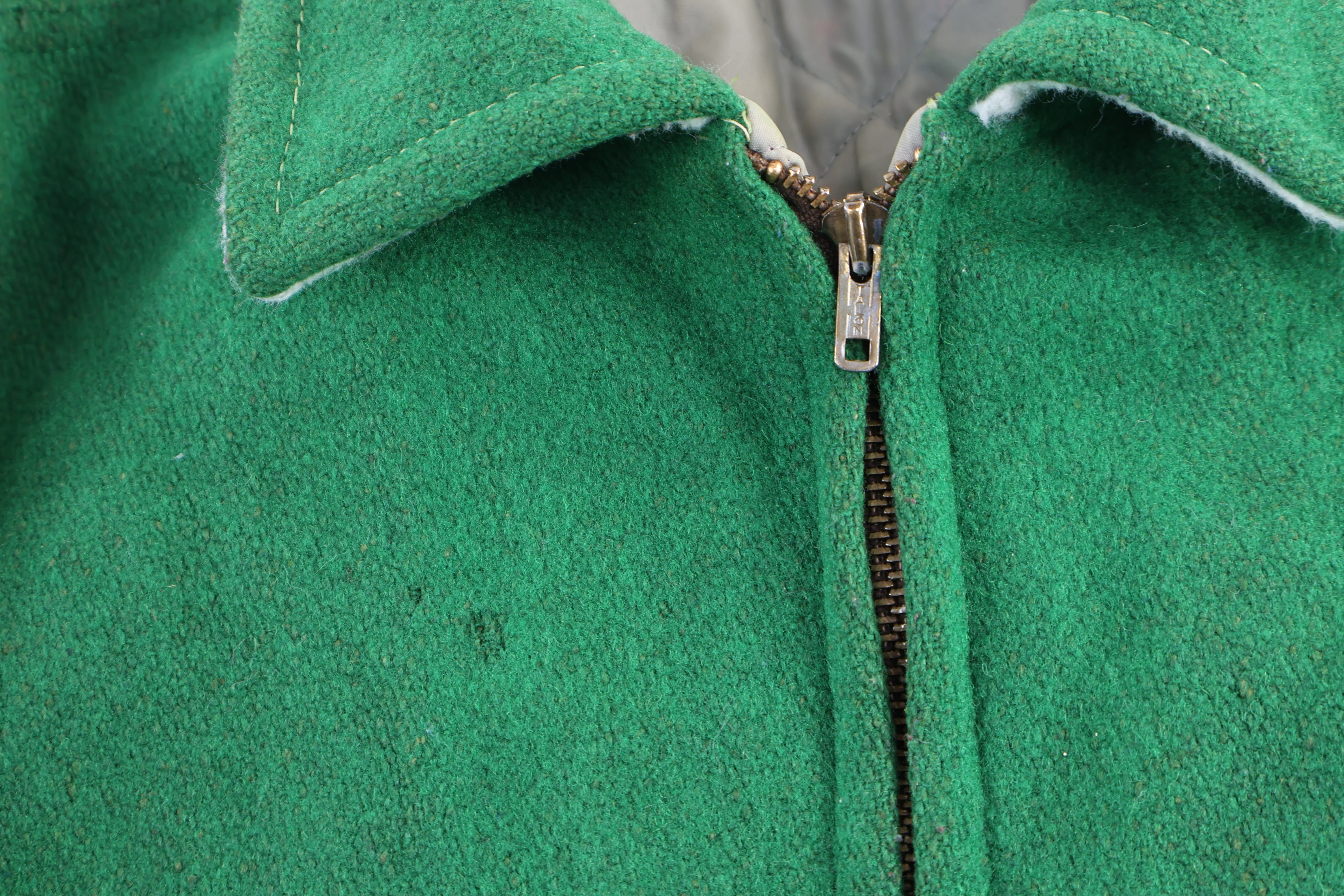 70's Univeristy of Notre Dame White & Green Full Zip Varsity Jacket - Image 3