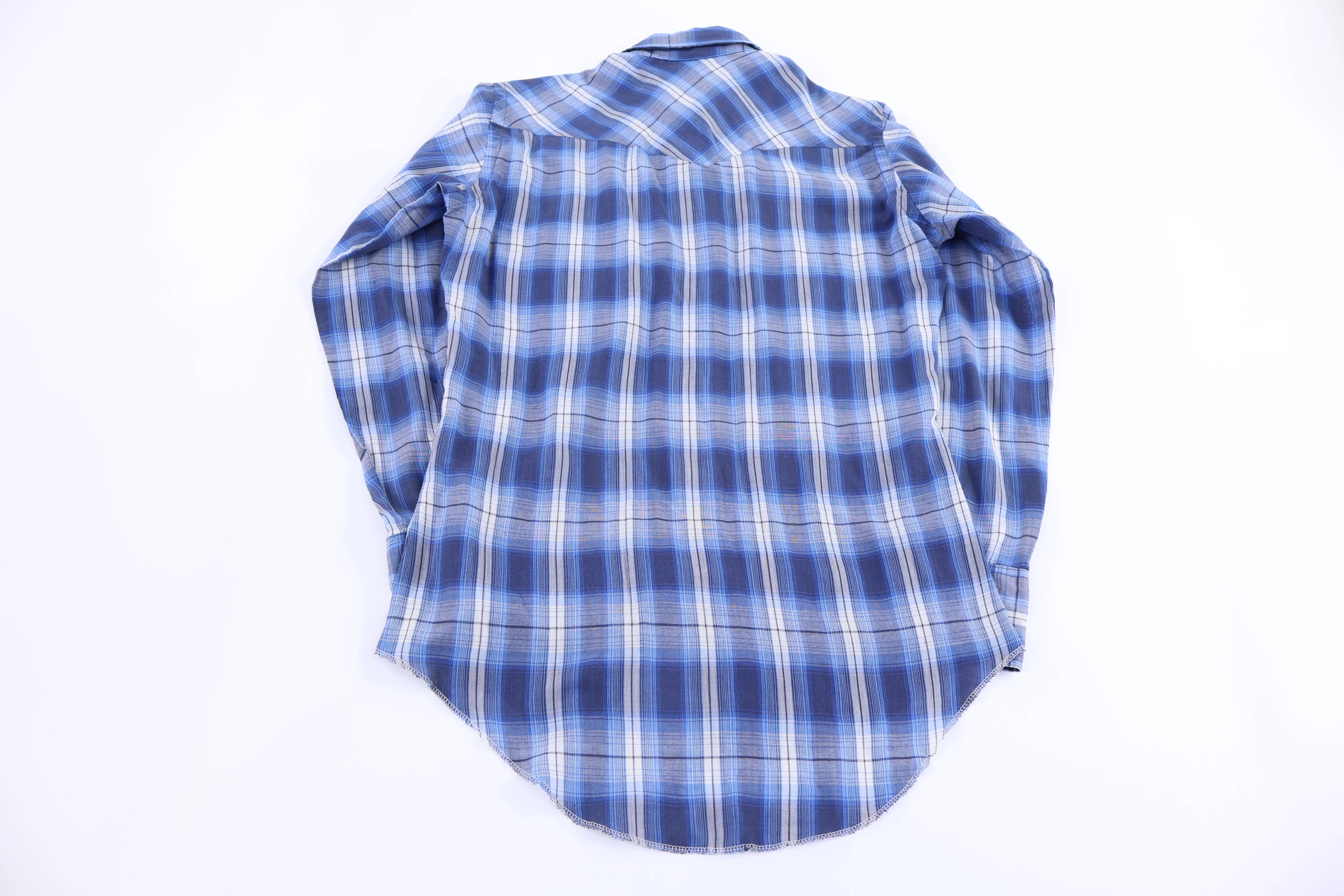 70's Wrangler Blue & White LS Button Down - Image 2