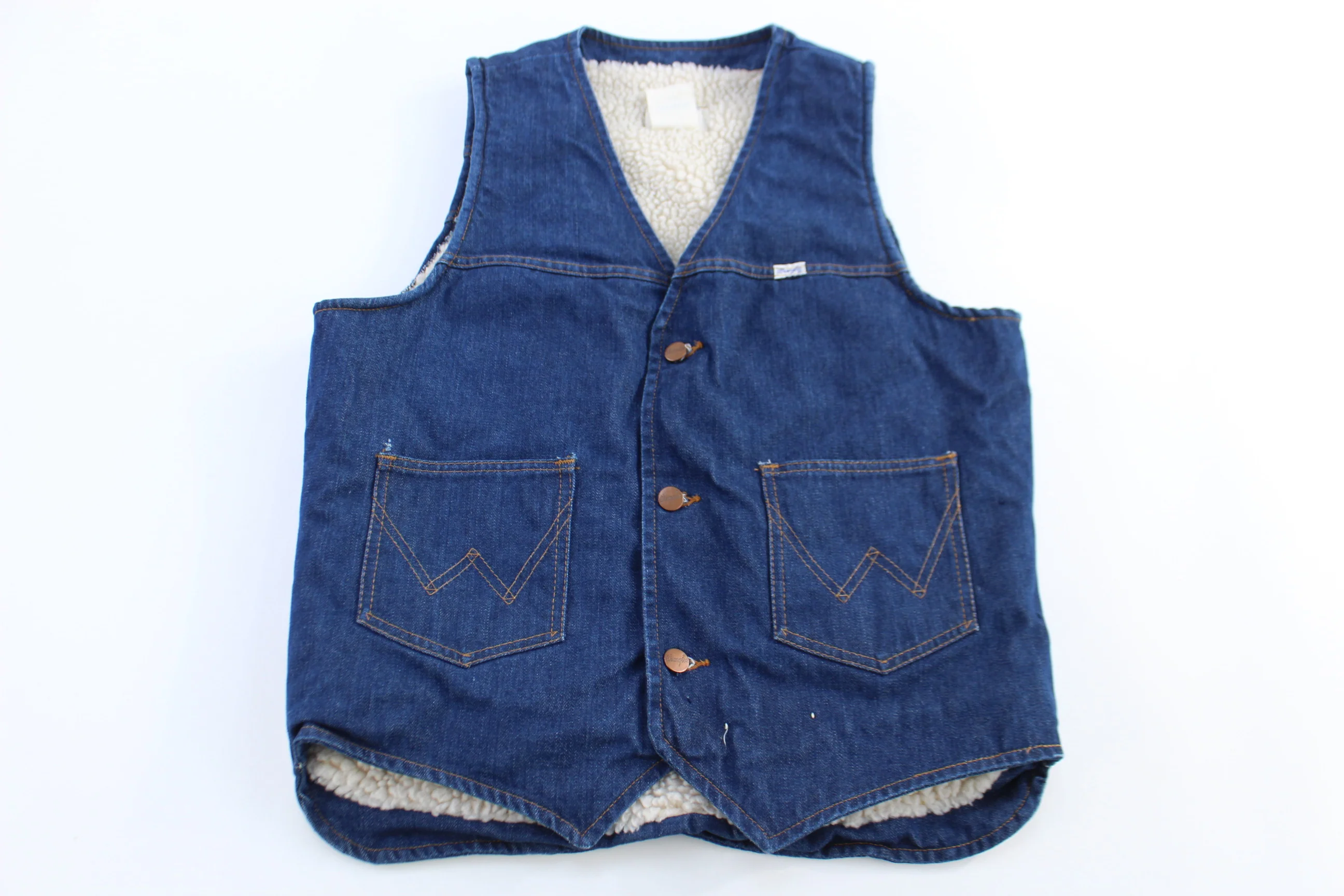 70's Wrangler Denim Sherpa Lined Vest