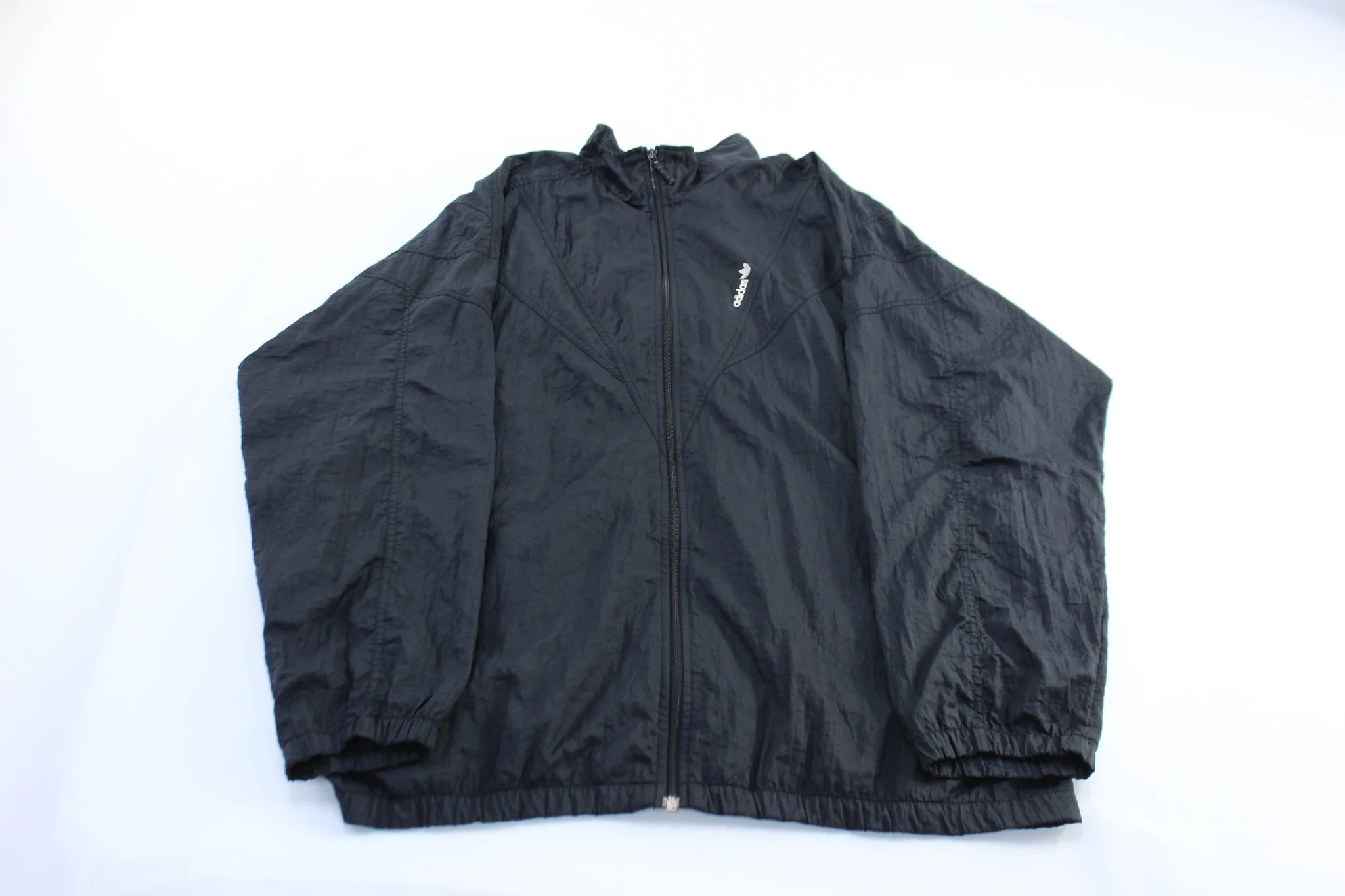 80's Adidas Embroidered Logo Black Windbreaker Jackett