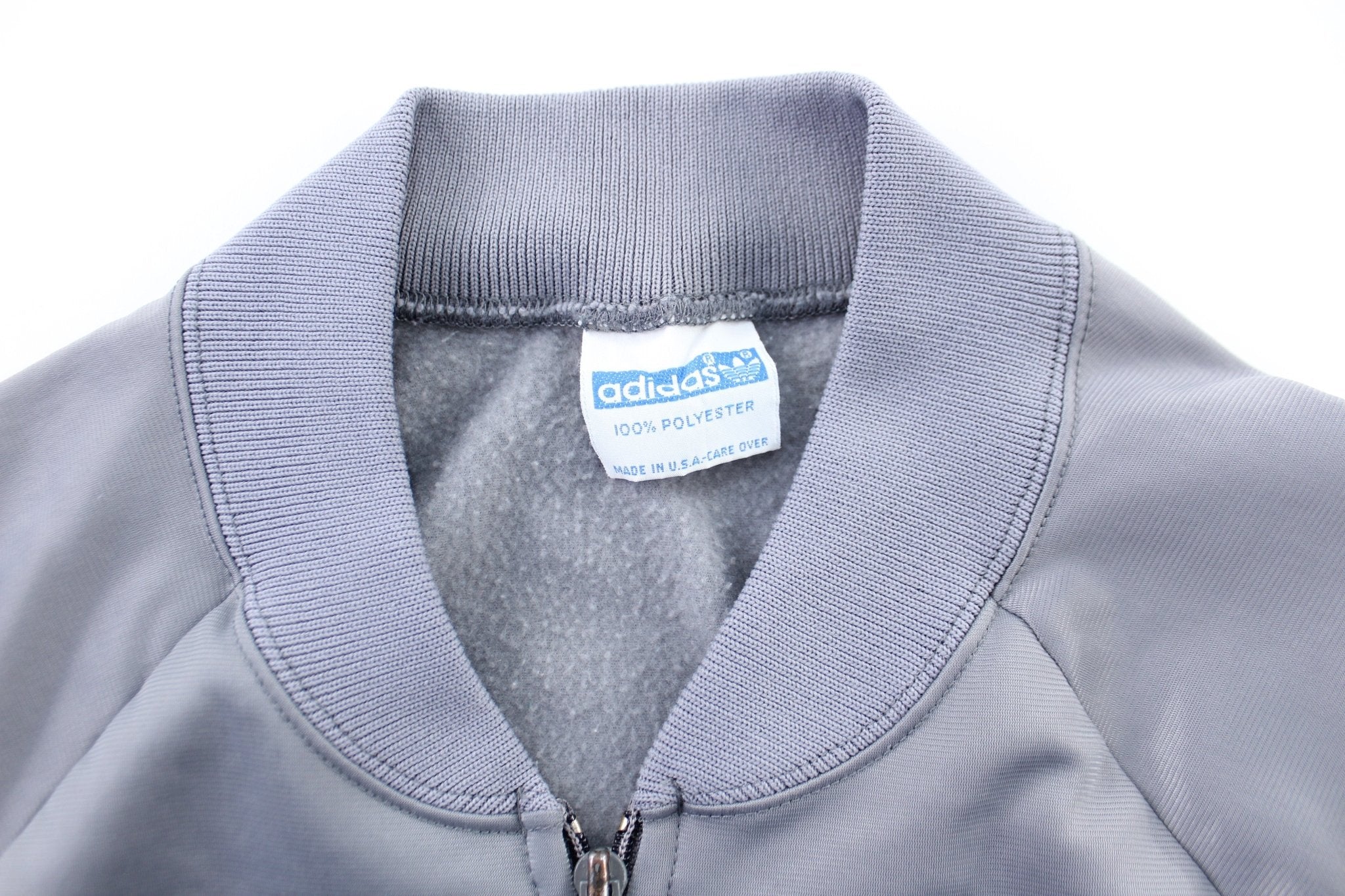 80's Adidas Embroidered Logo Grey & Blue Zip Up Jacket - Image 3