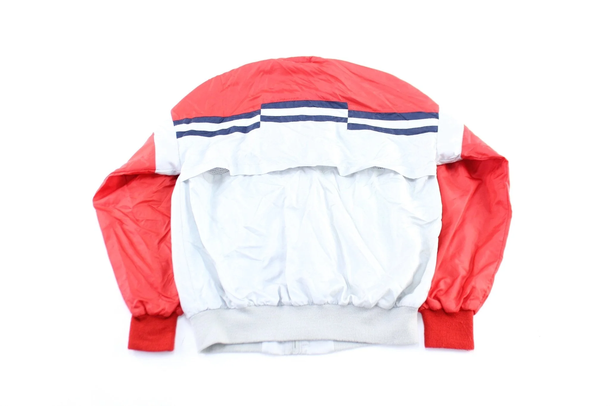80's Adidas Embroidered Logo Red, Blue, & White Windbreaker Jacket - Image 2