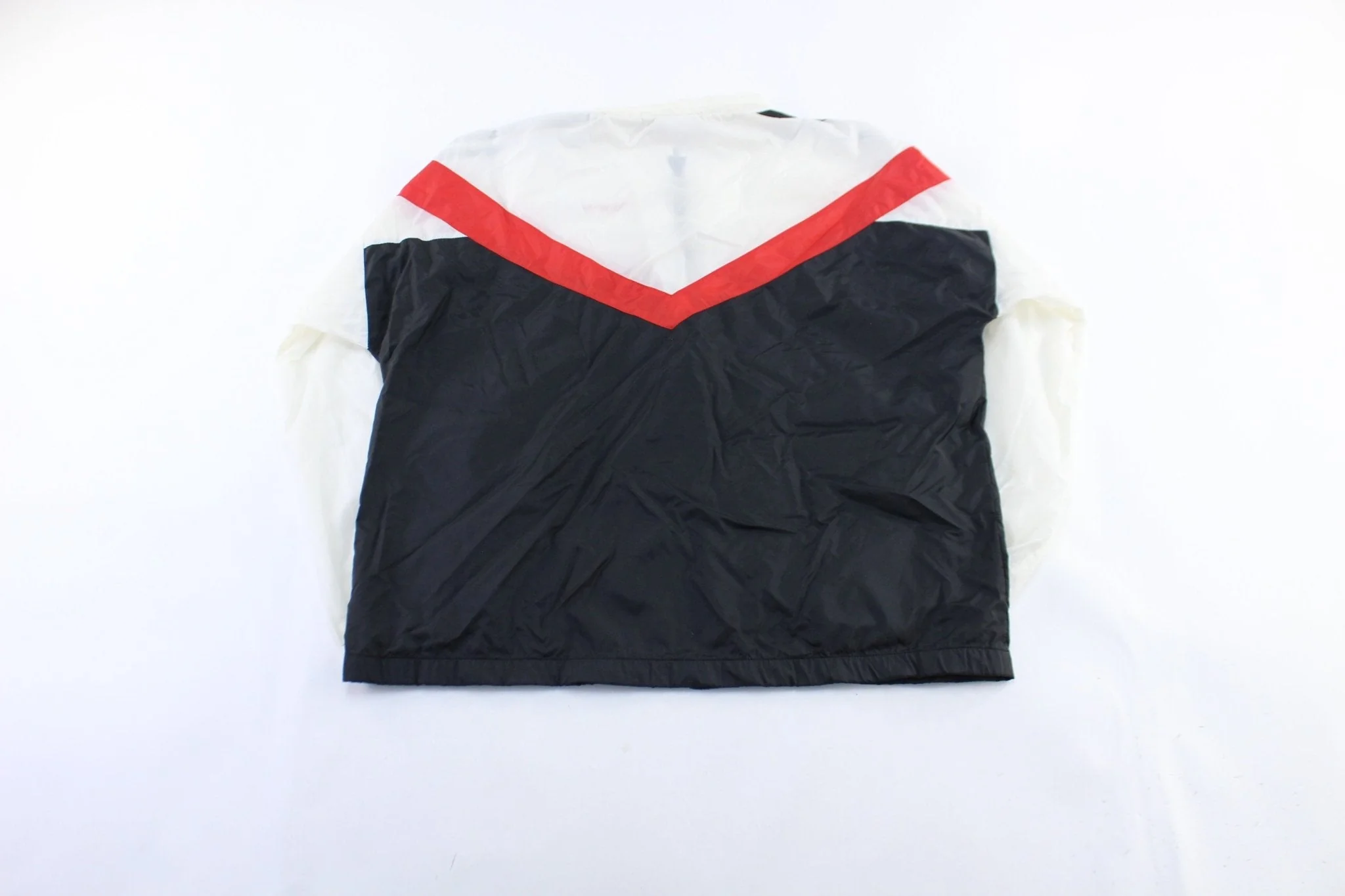 80's Adidas Logo Red, Black, & White Striped Zip Up Jacket - Image 2