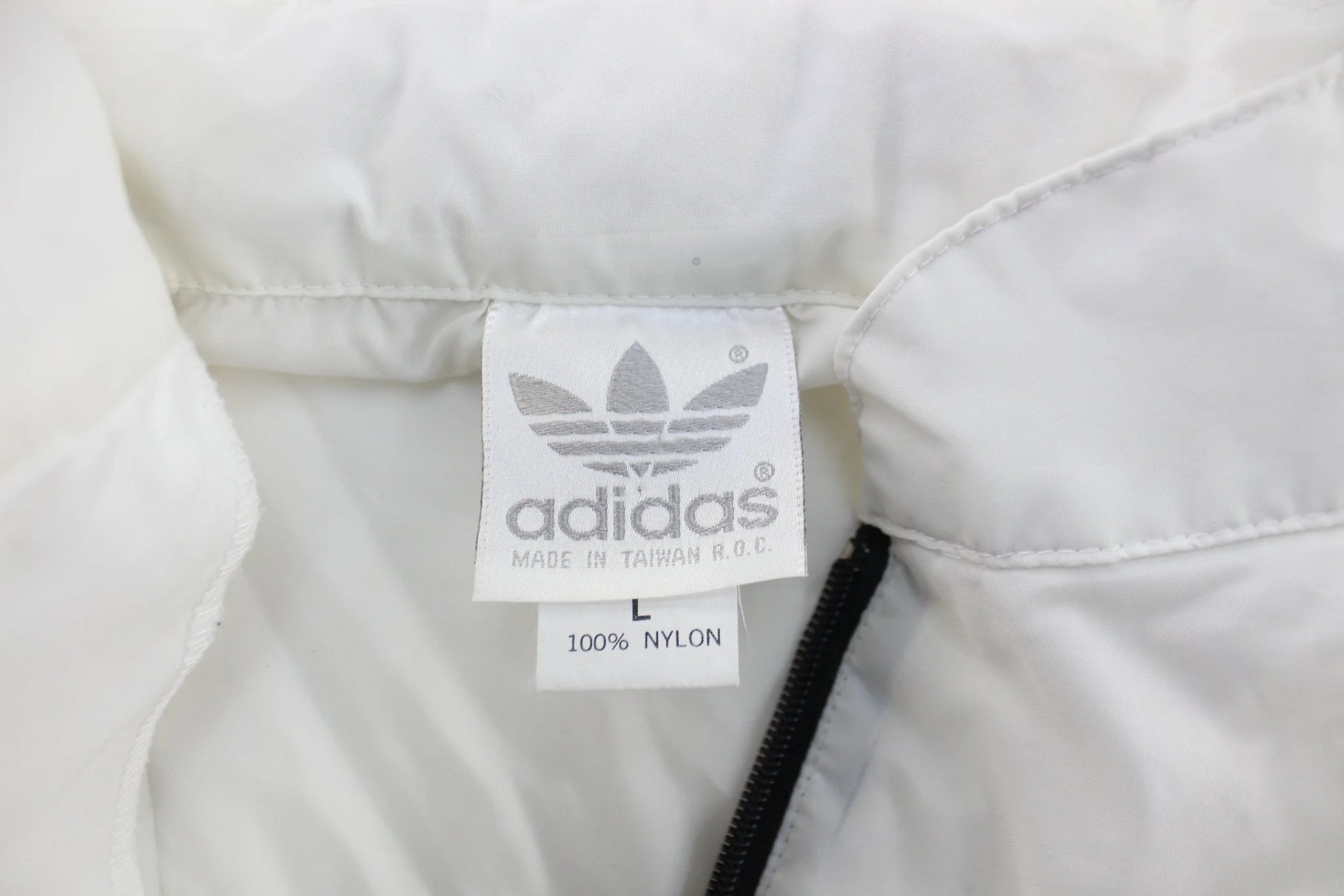 80's Adidas Logo Red, Black, & White Striped Zip Up Jacket - Image 3
