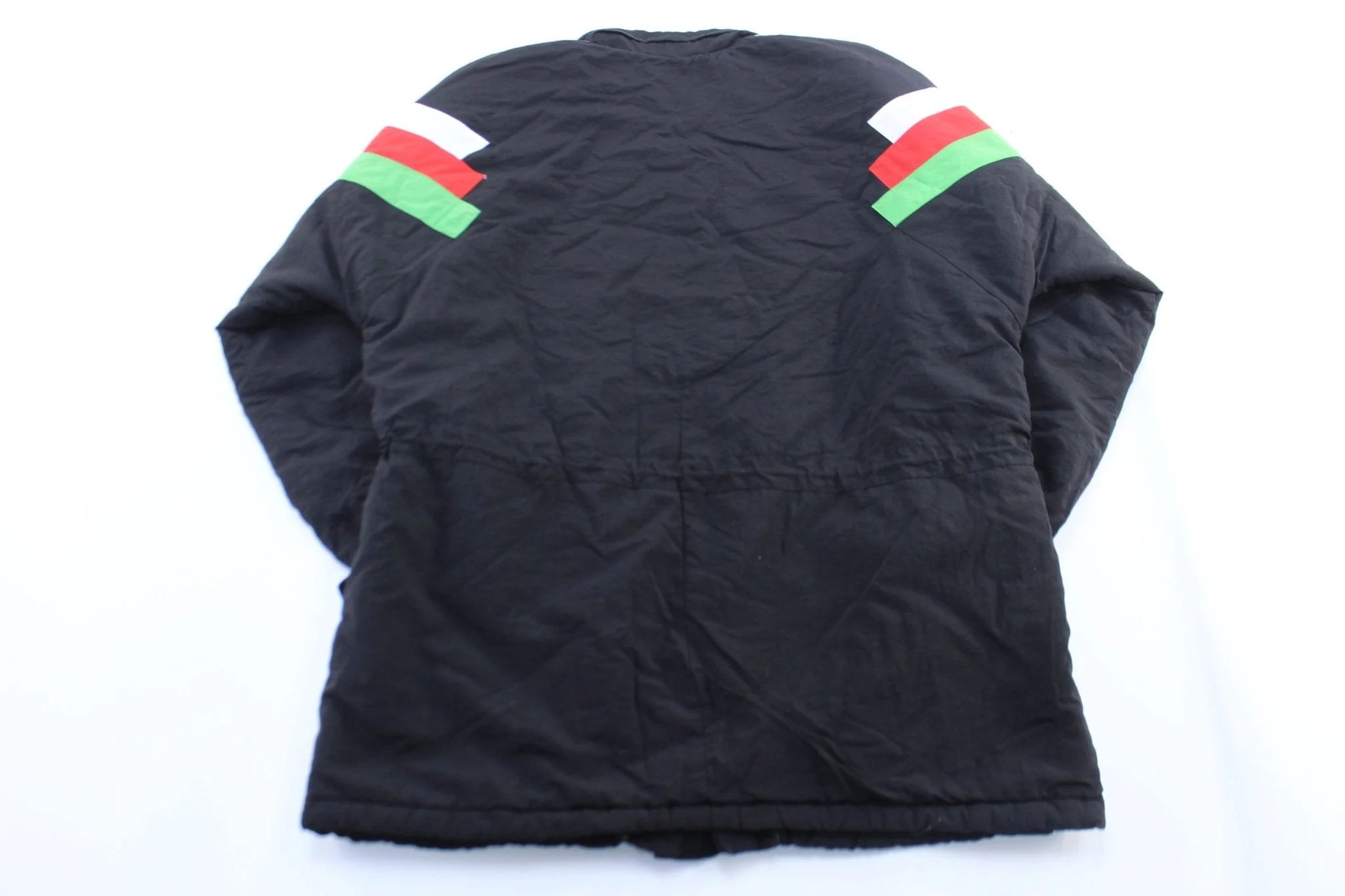 80's Adidas Red, Black & Green Striped Parka Jacket - Image 2