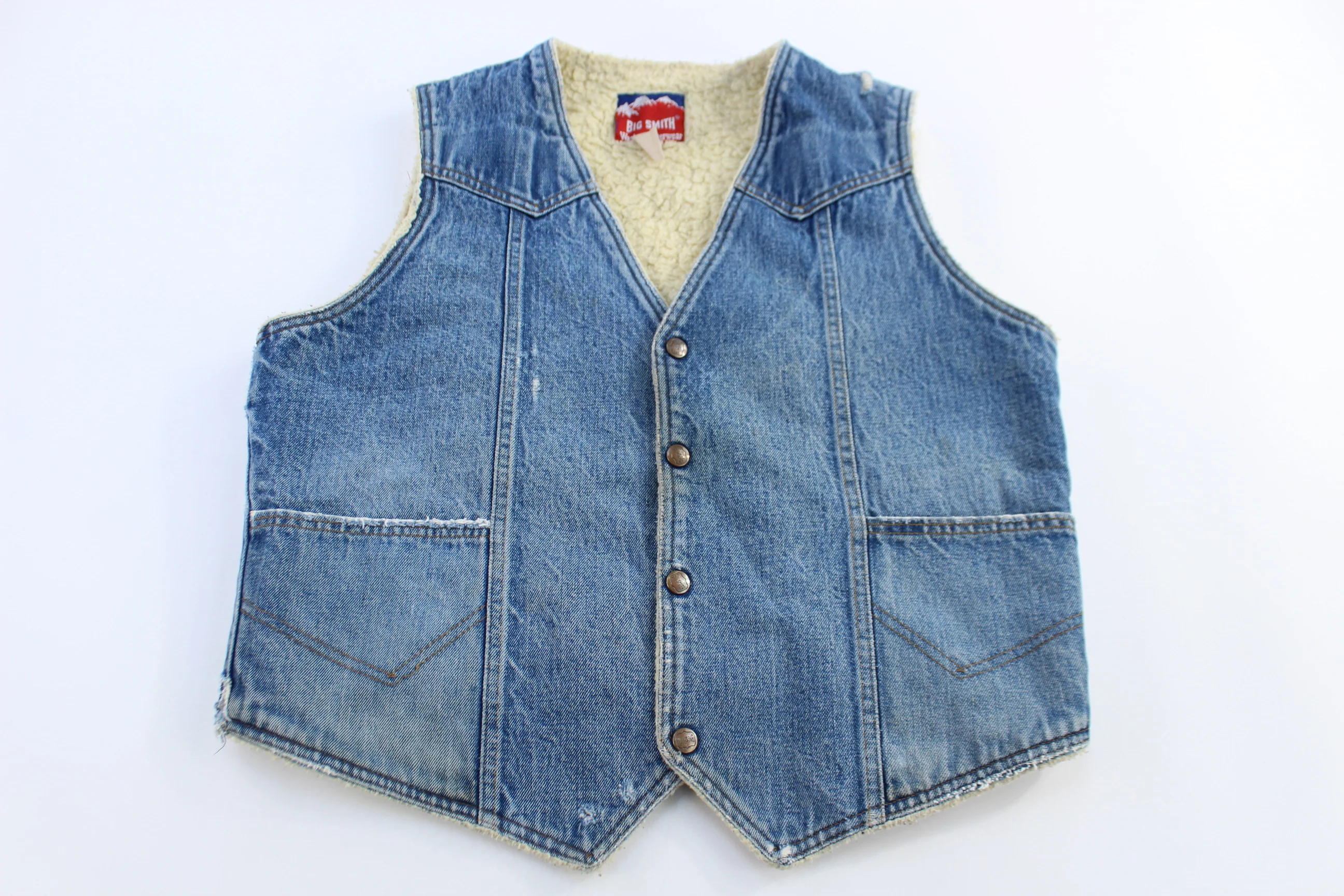 80's Big Smith Denim Sherpa Lined Vest