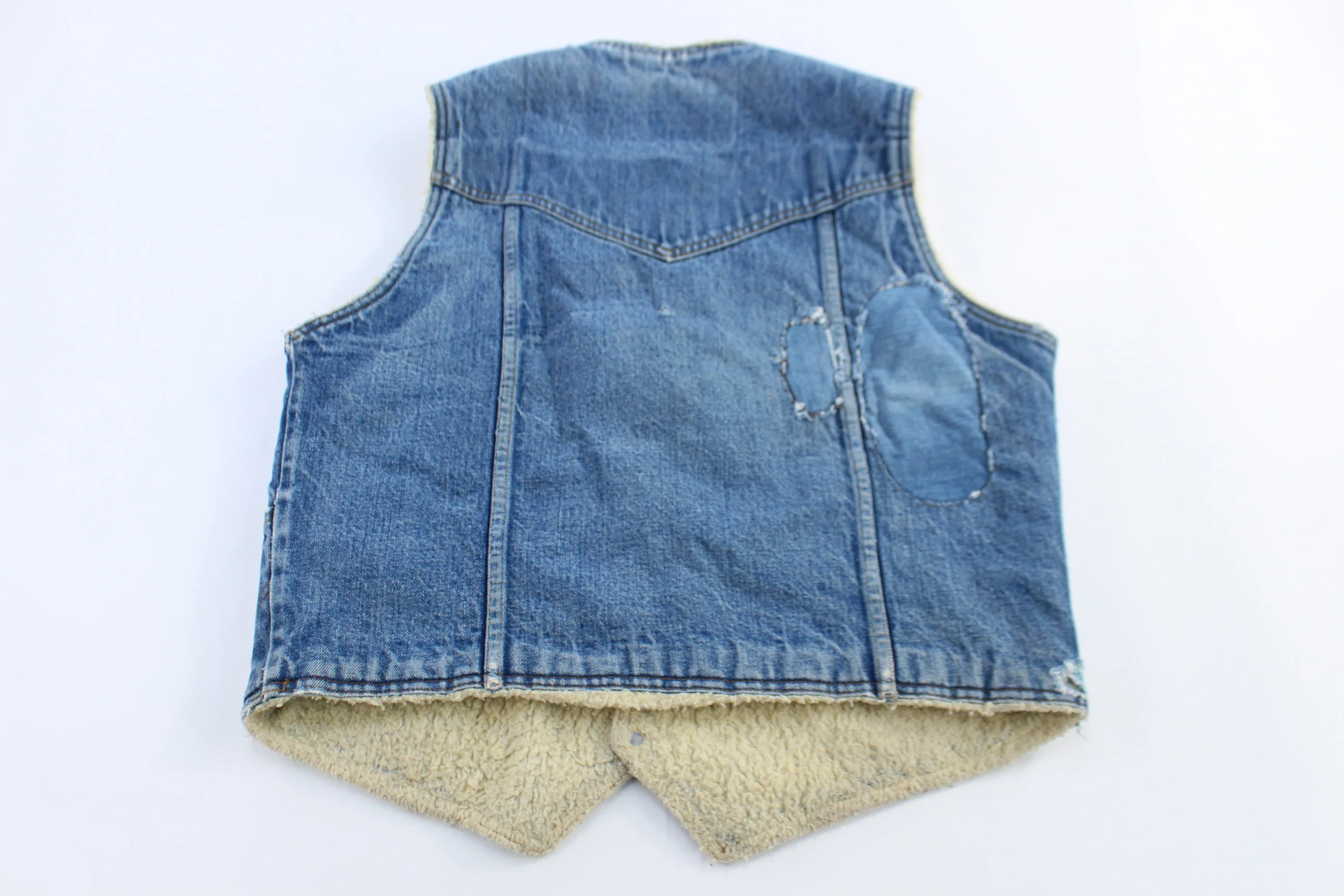 80's Big Smith Denim Sherpa Lined Vest - Image 2