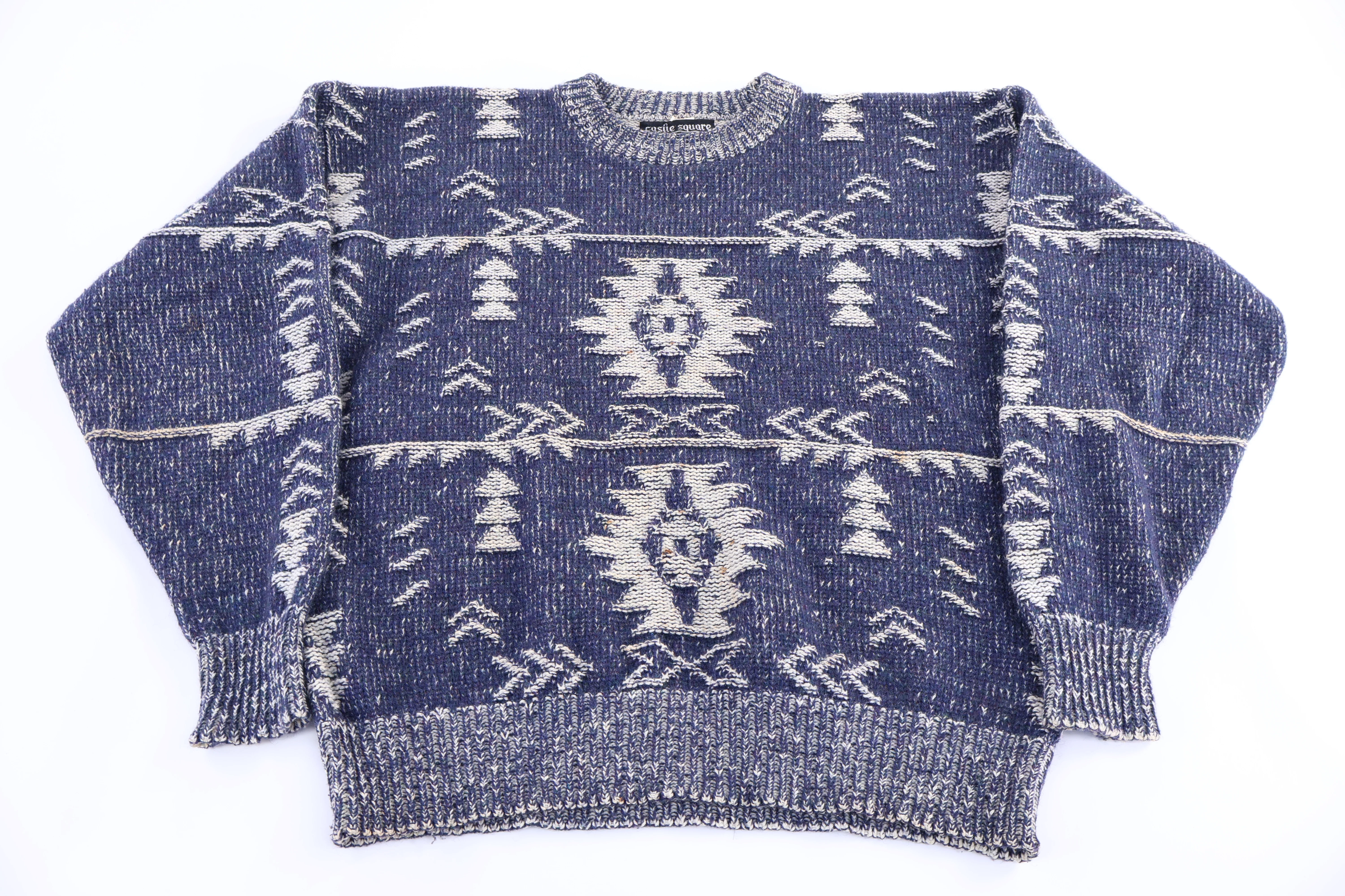 80's Castle Square Multipatterned Knit Sweater