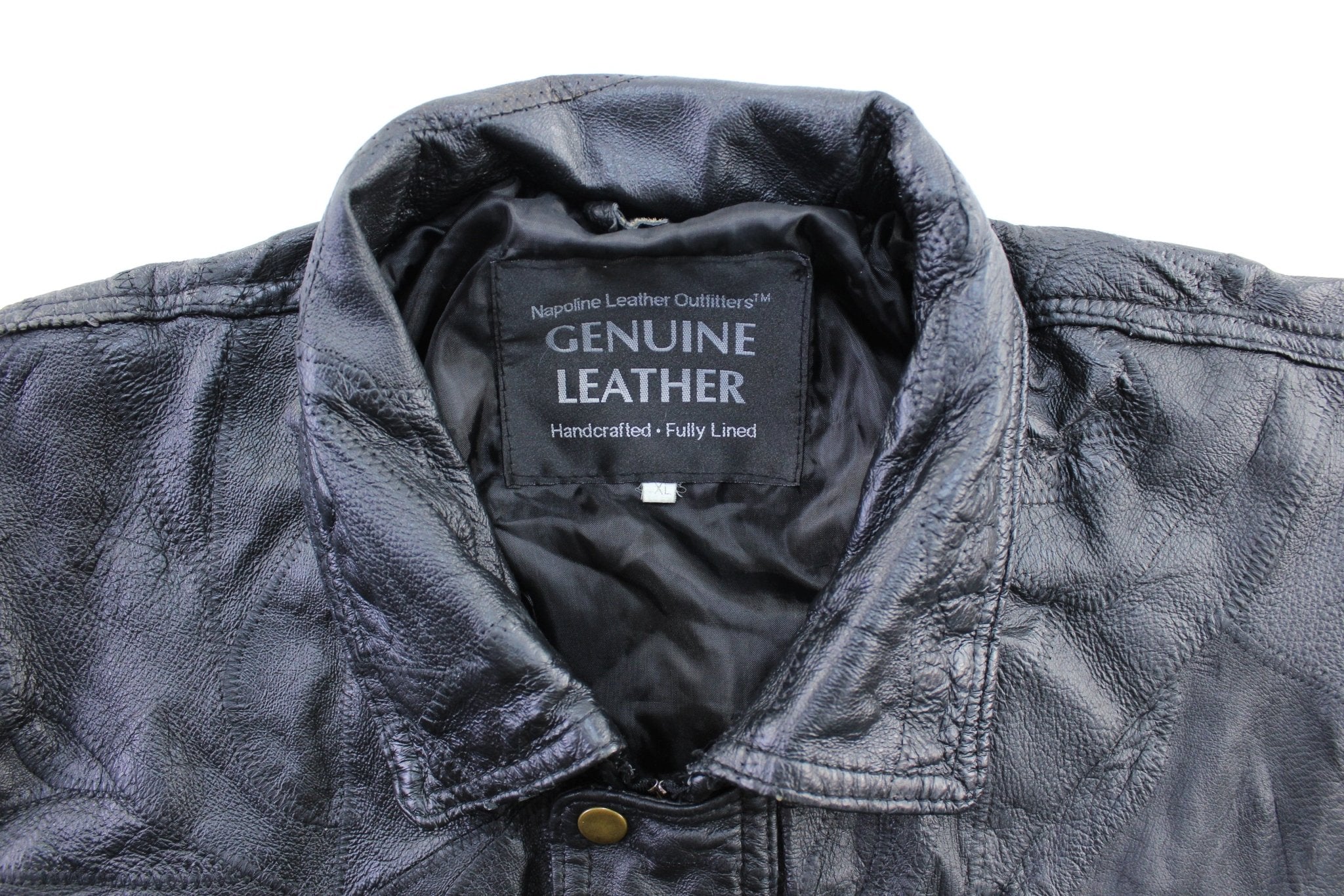 Vintage Napoline Black Leather Zip Up Jacket - Image 3