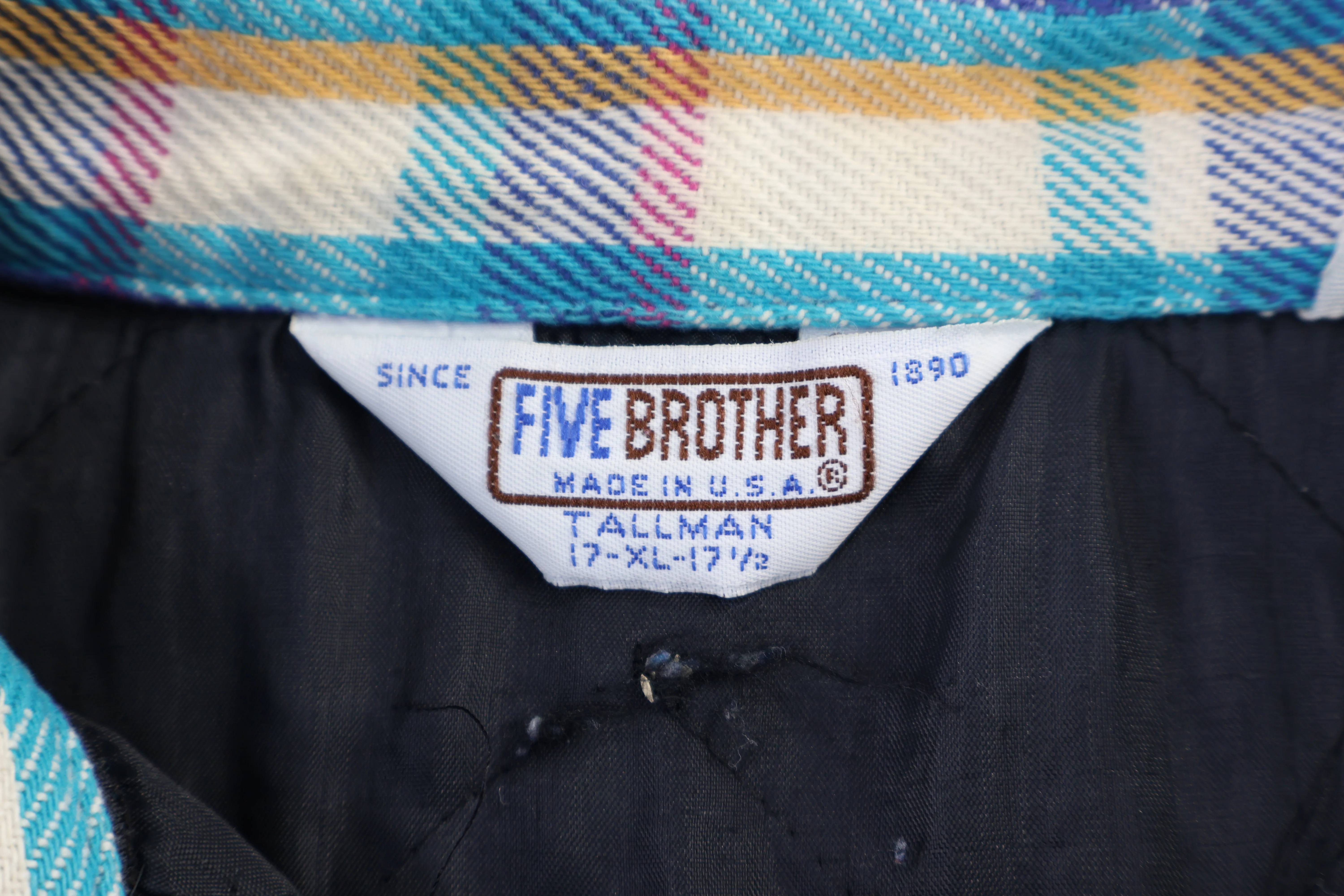 80's Five Brother Multicolor Plaid LS Button Down - Image 3