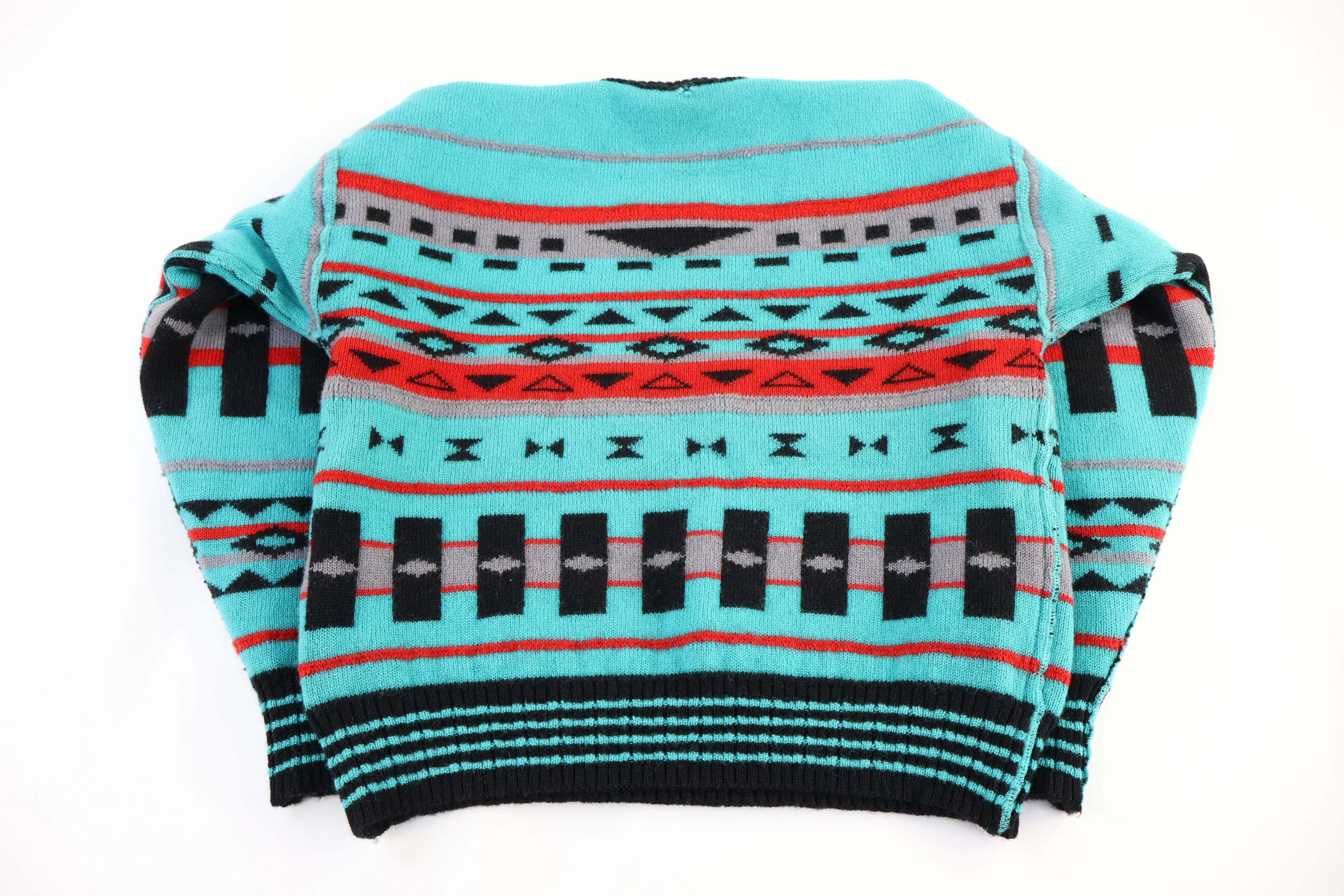80's Geometric Pattern Wool Blend Knit Sweater