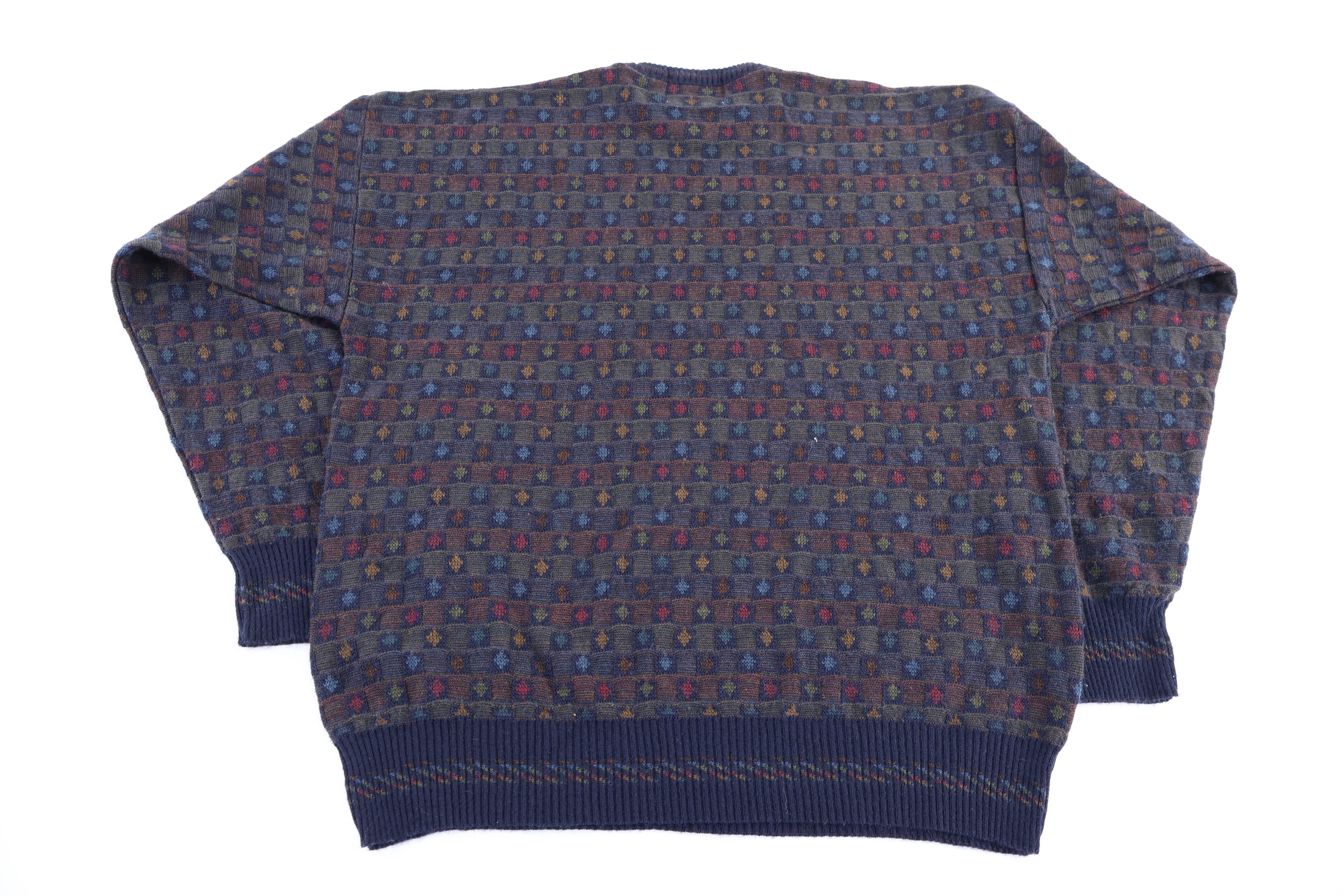 80's Idea Uomo Multipattern Knit Sweater - Image 2