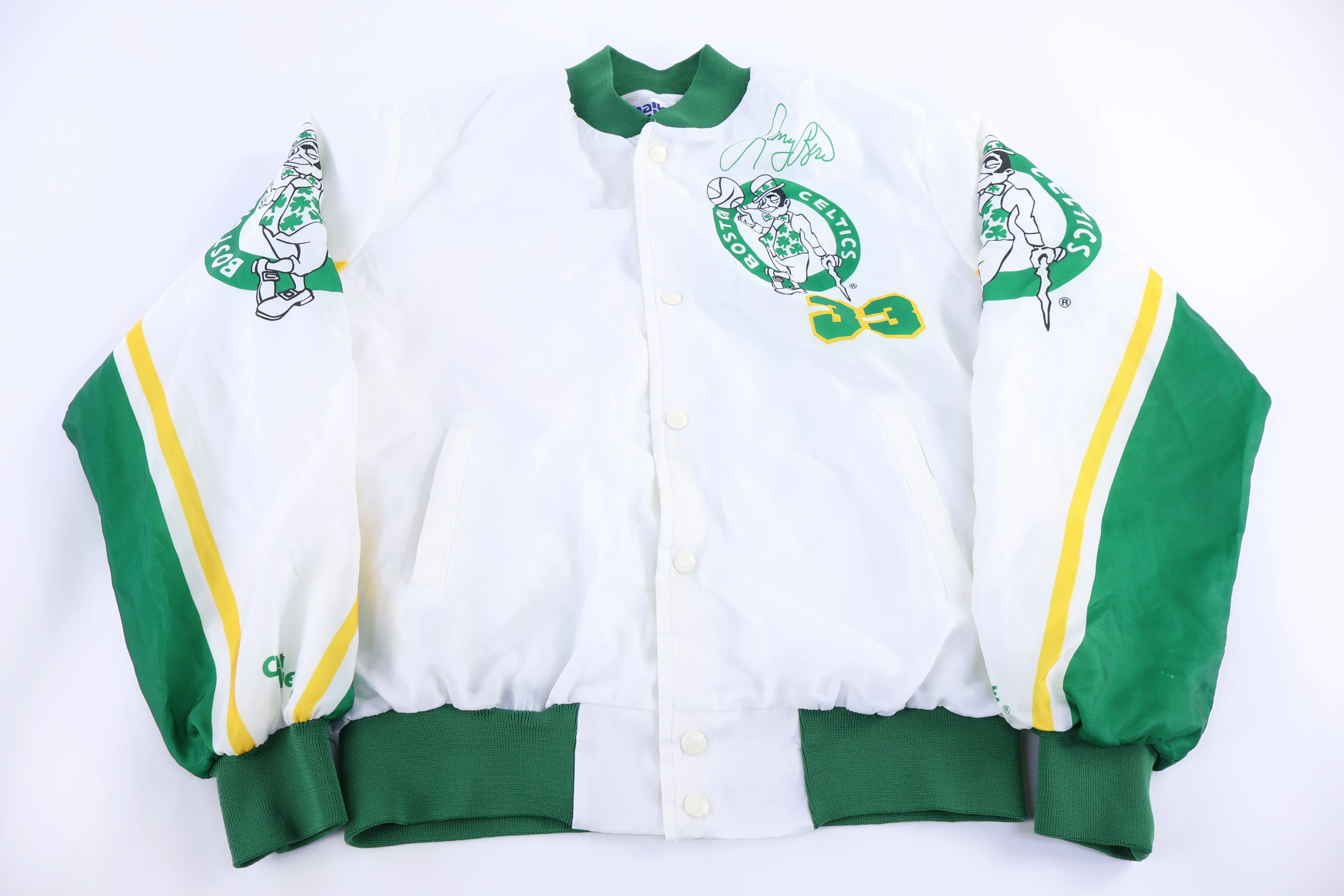80's Larry Bird Boston Celtics Basketball Bomber Jacket - Image 2