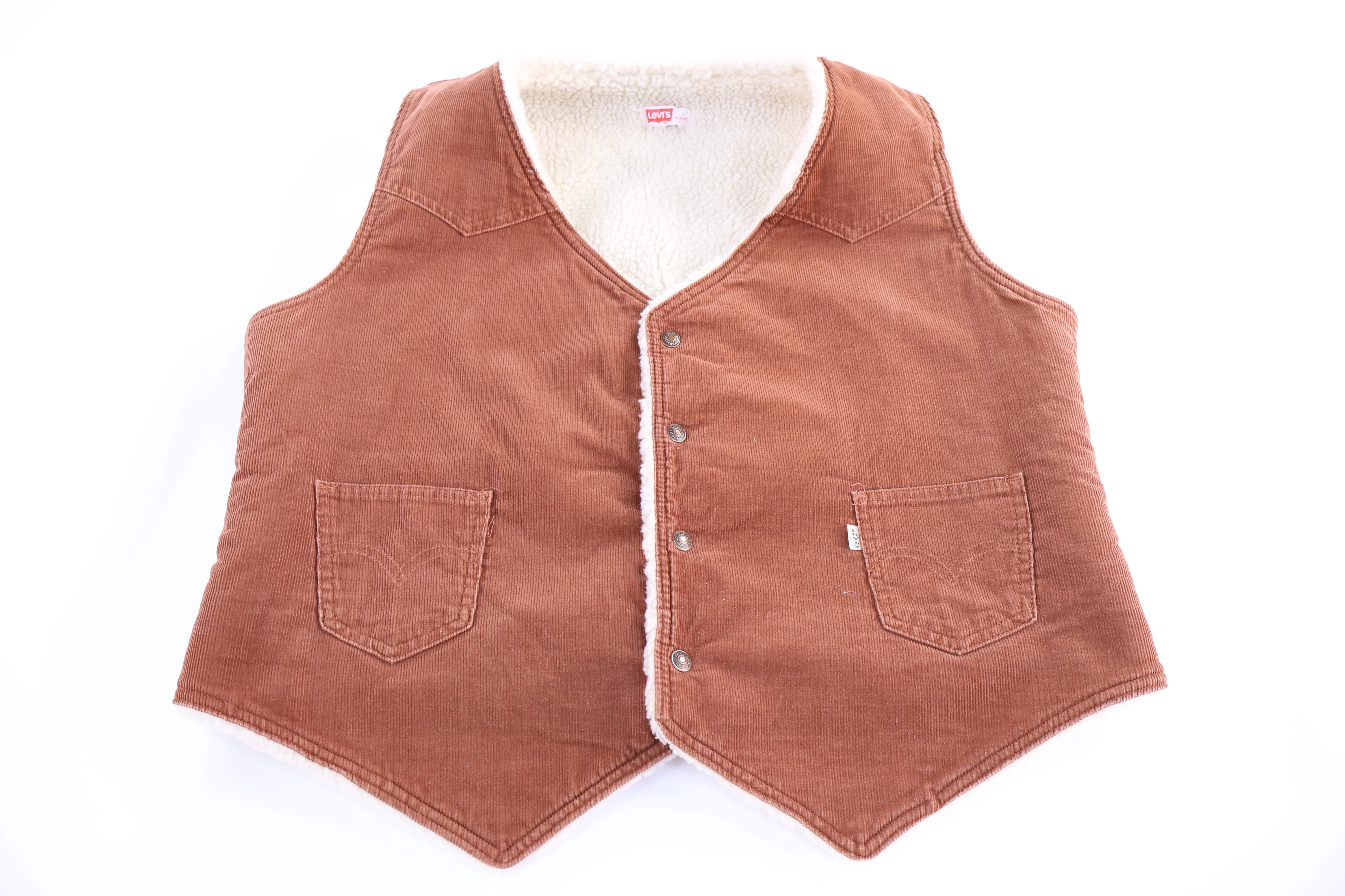 80's Levi's Brown Corduroy Sherpa Lined Vest