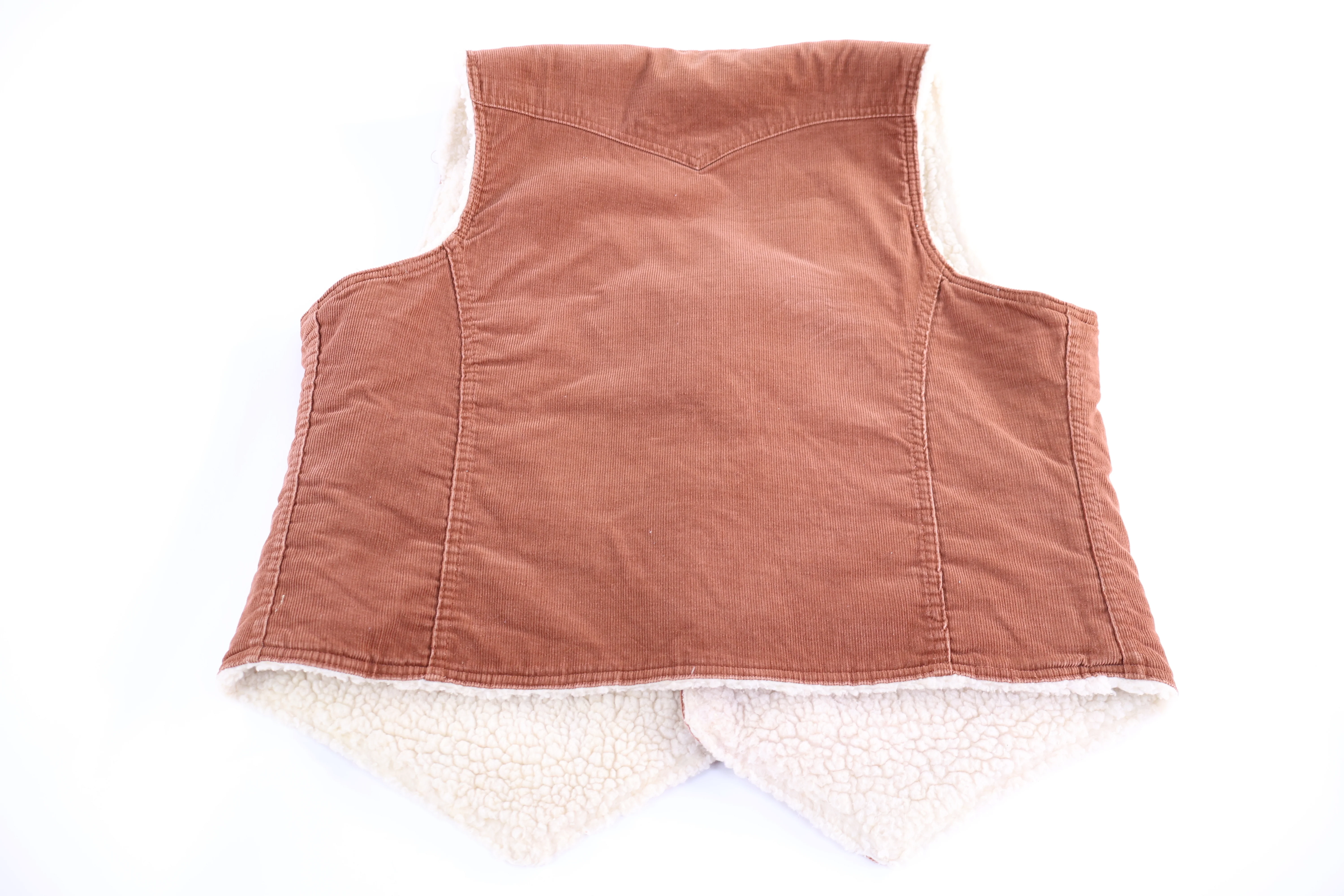 80's Levi's Brown Corduroy Sherpa Lined Vest - Image 2