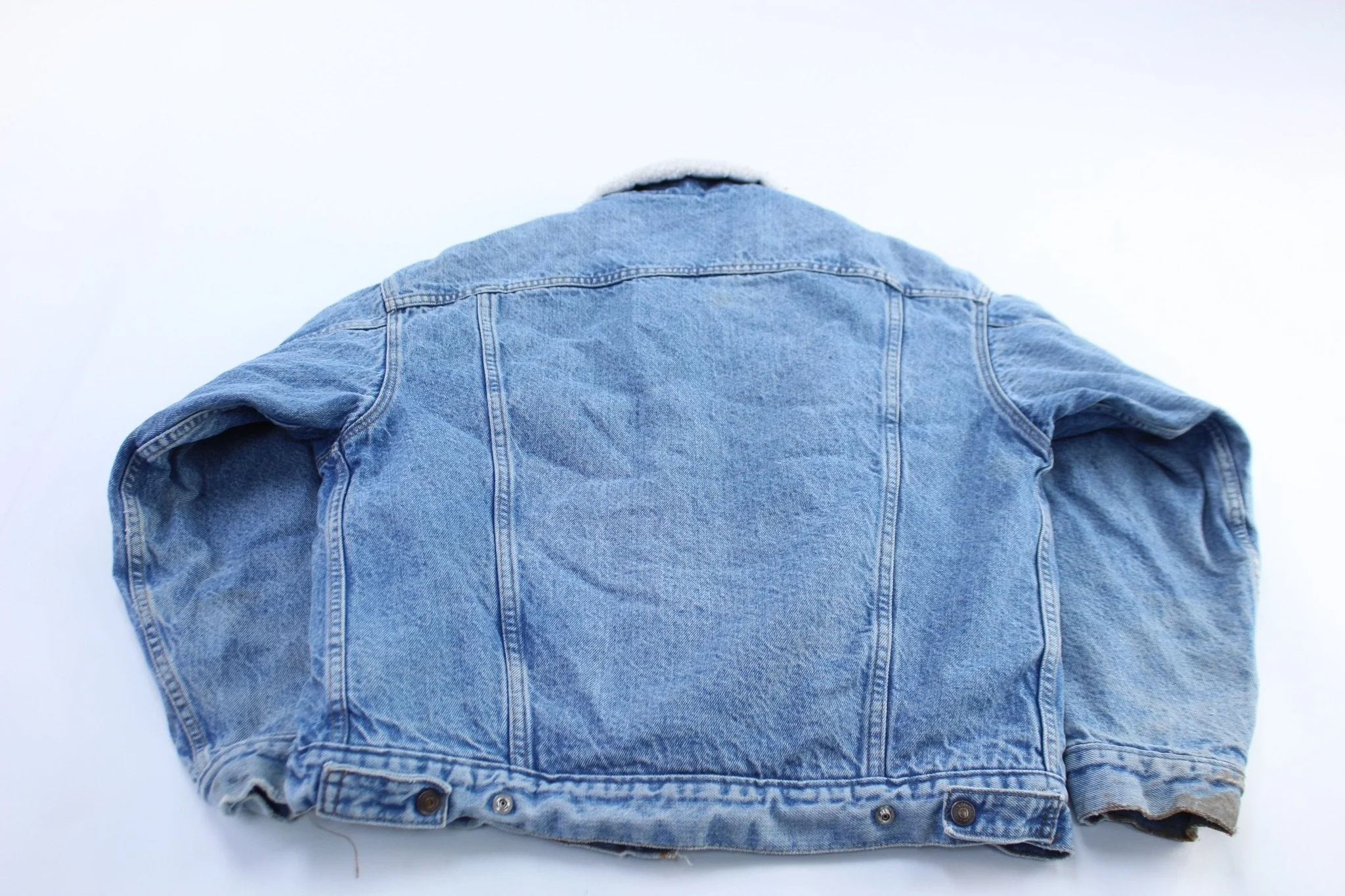 80's Levi's Denim Sherpa Lined Trucker Jacket - Image 2