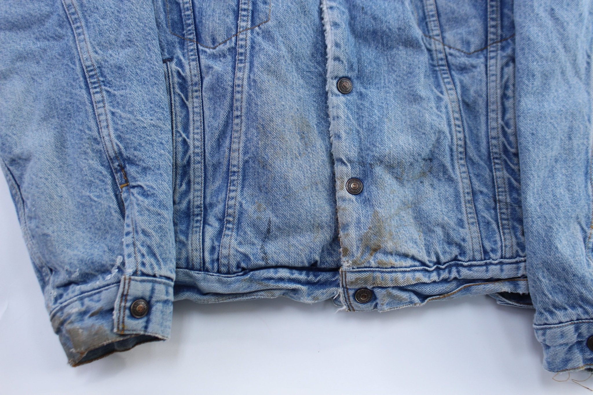 80's Levi's Denim Sherpa Lined Trucker Jacket - Image 4