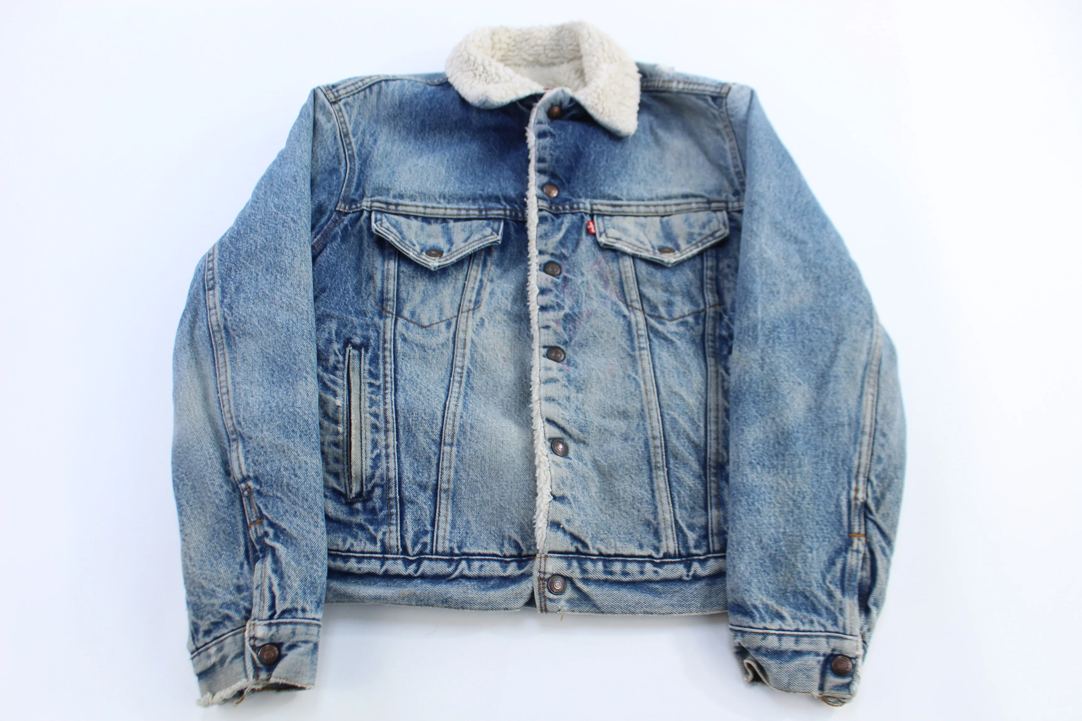80's Levi's Medium Wash Sherpa Lined Trucker Jacket