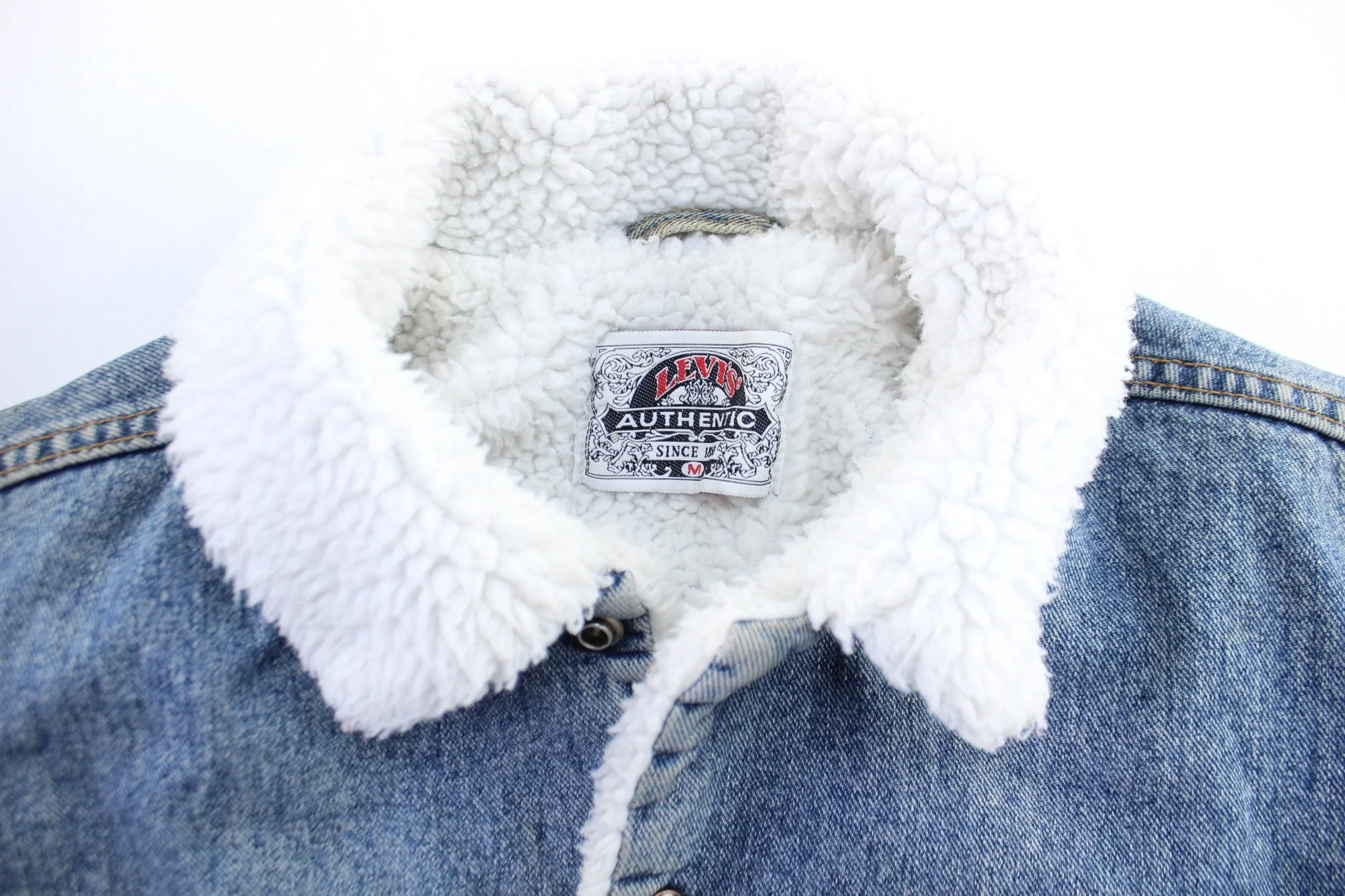 80's Levi's Sherpa Lined Denim Trucker Jacket - Image 4
