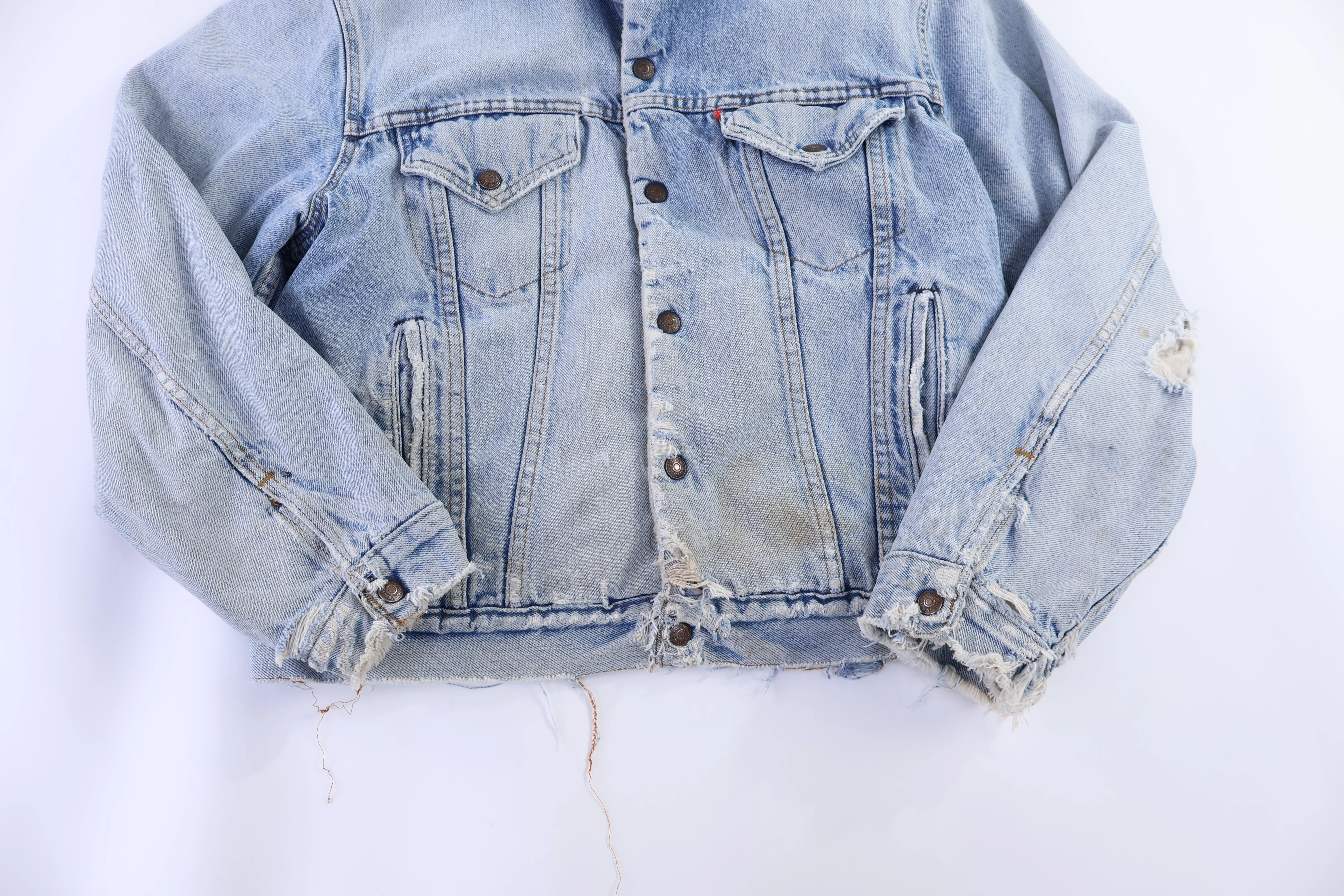 80's Levi's Sherpa Lined Light Wash Denim Jacket - Image 3