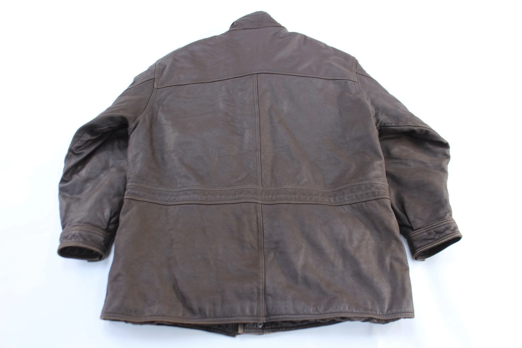 80's Member's Only Brown Leather Zip Up Jacket - Image 2