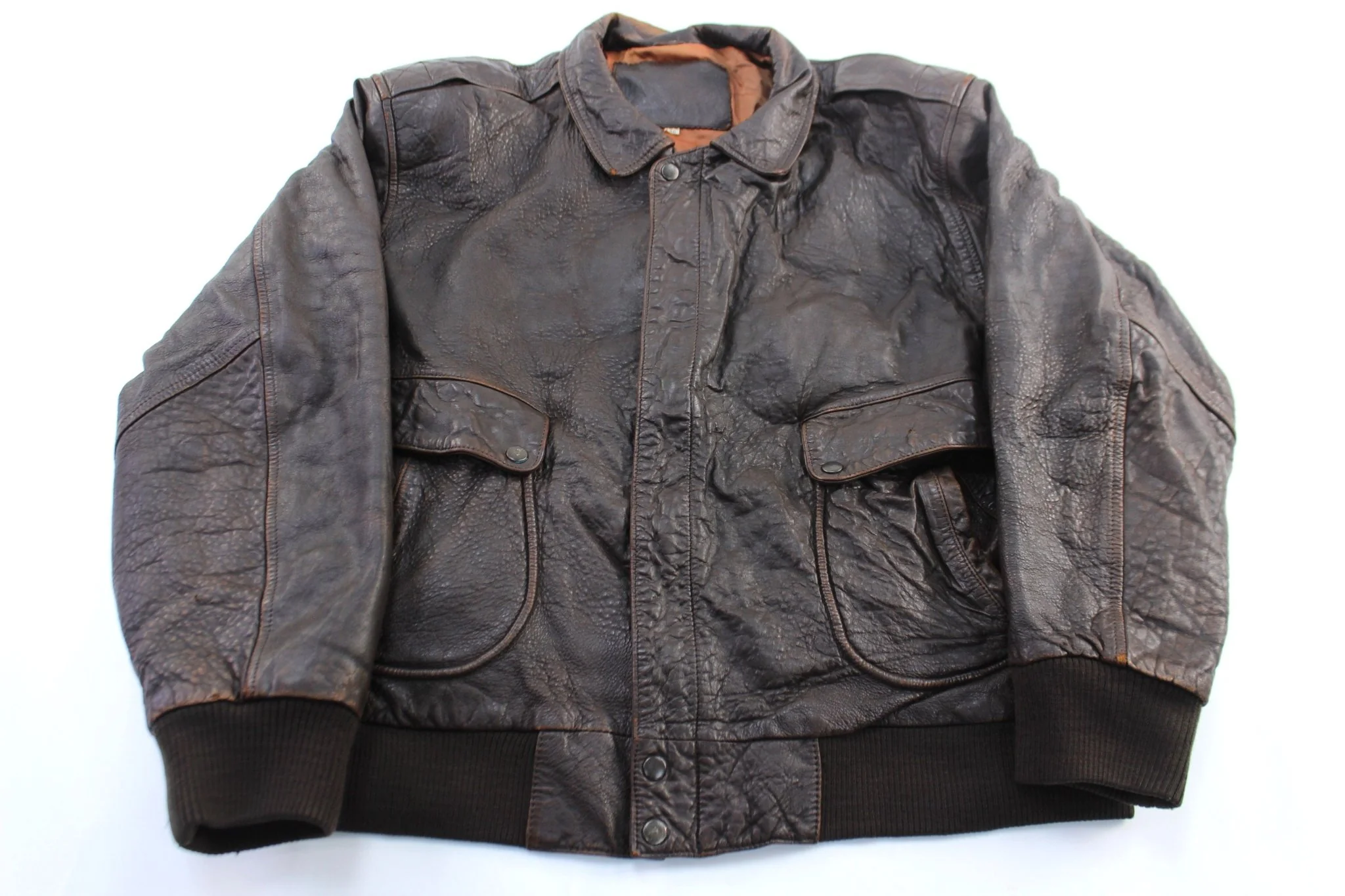 80's Nak Dark Brown Leather Flight Jacket