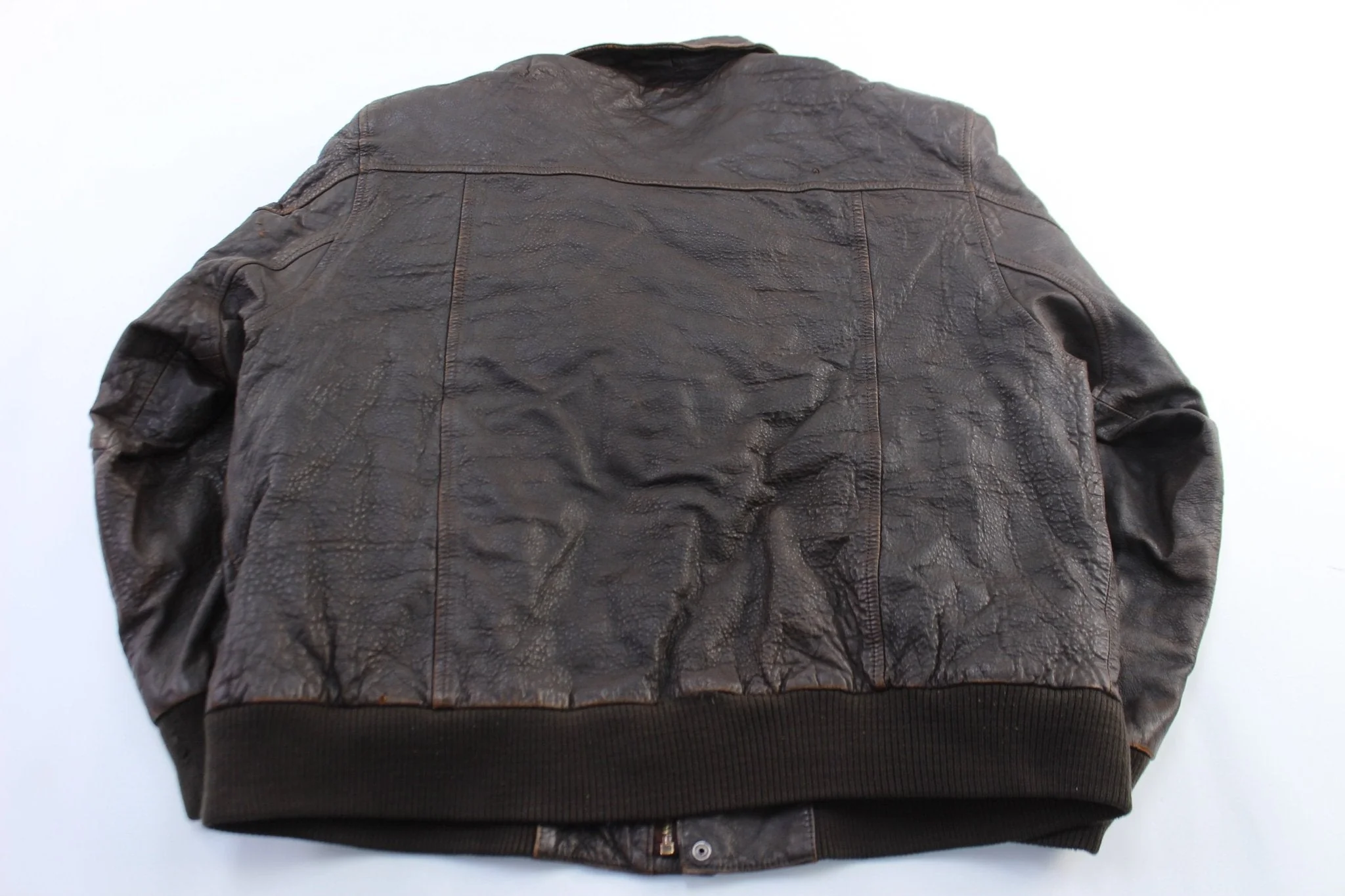 80's Nak Dark Brown Leather Flight Jacket - Image 2