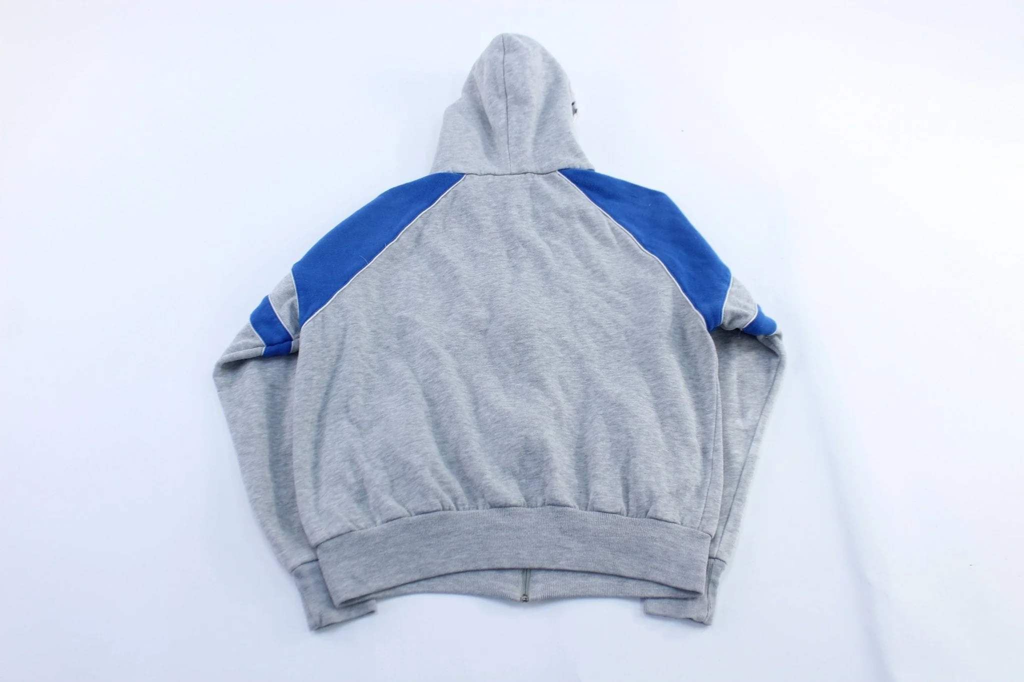 80's Nike Embroidered Logo Blue & Grey Zip Up Hoodie - Image 2